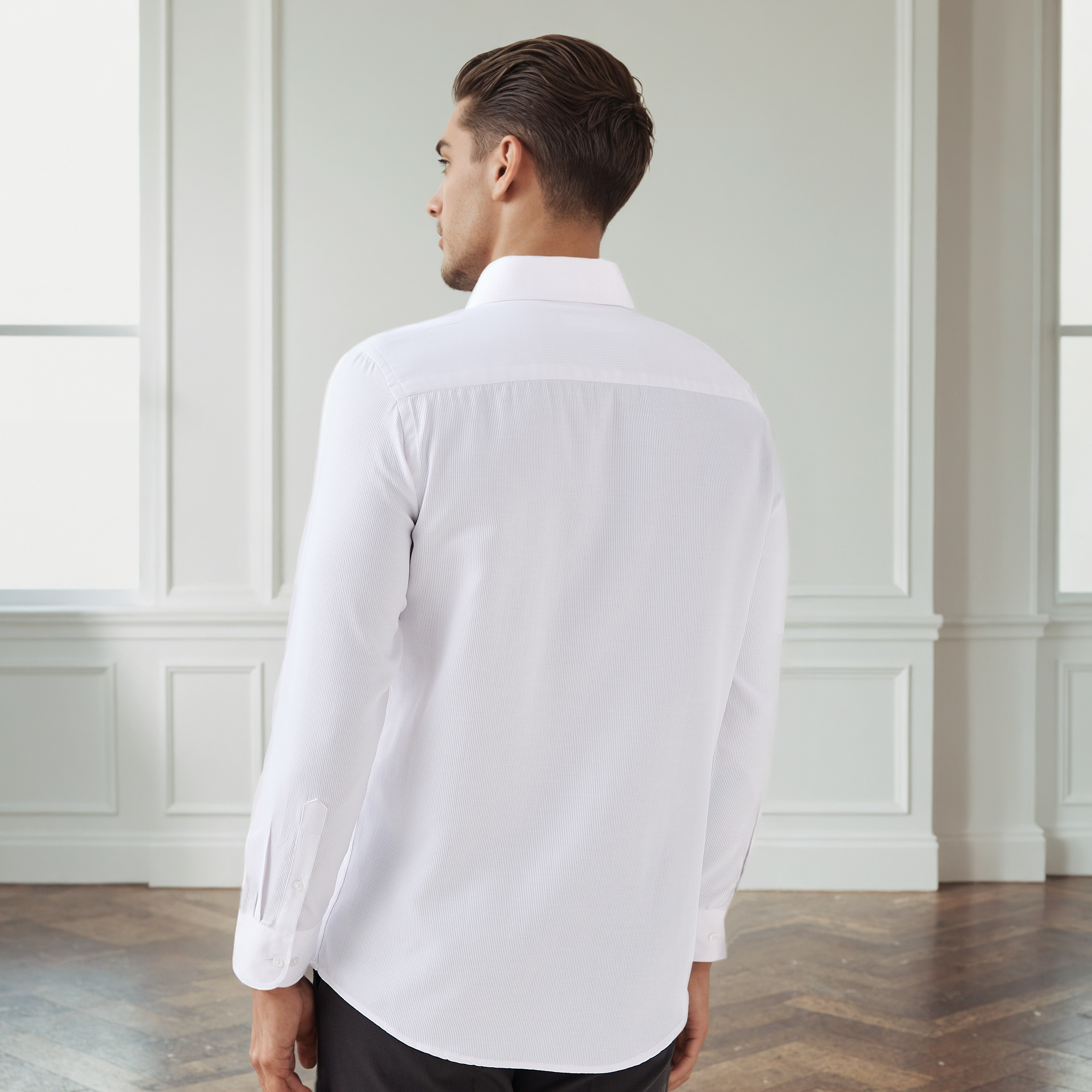 Men Regular Fit Collared Textured Long Sleeves Shirt-men-clothing-shirts-image-3