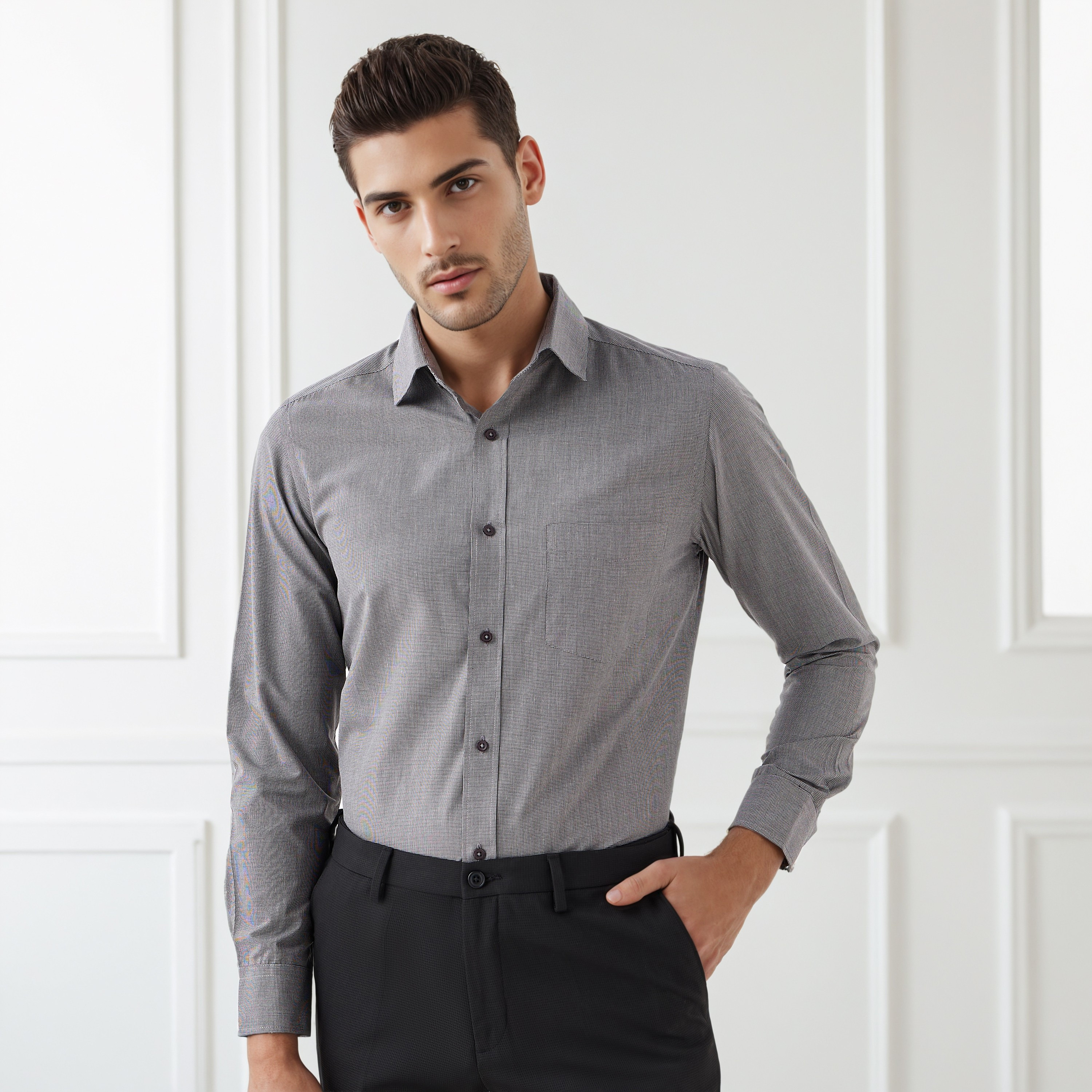 Men Regular Fit Collared Textured Long Sleeves Philaphil Shirt-men-clothing-shirts-image-1