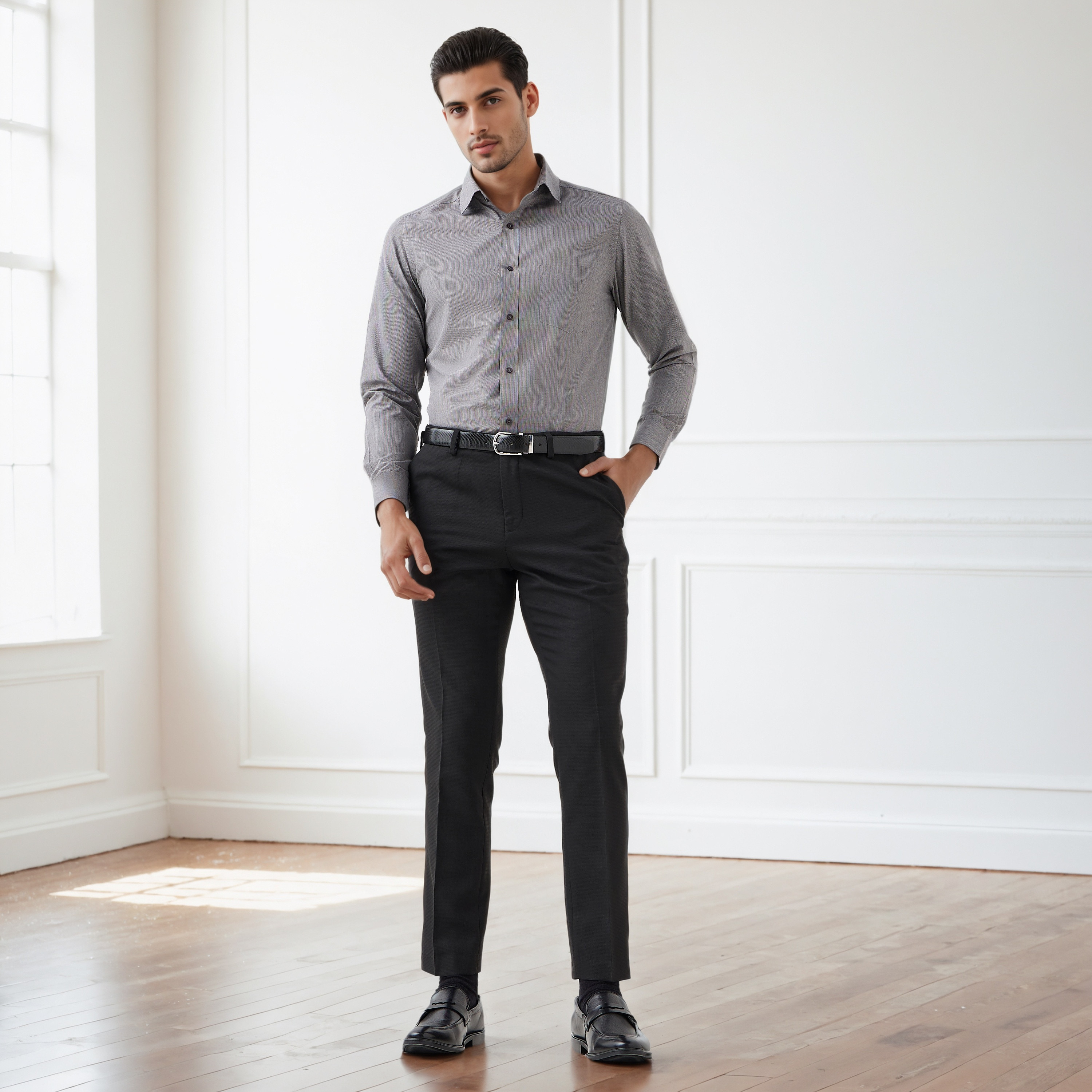 Men Regular Fit Collared Textured Long Sleeves Philaphil Shirt-men-clothing-shirts-image-2