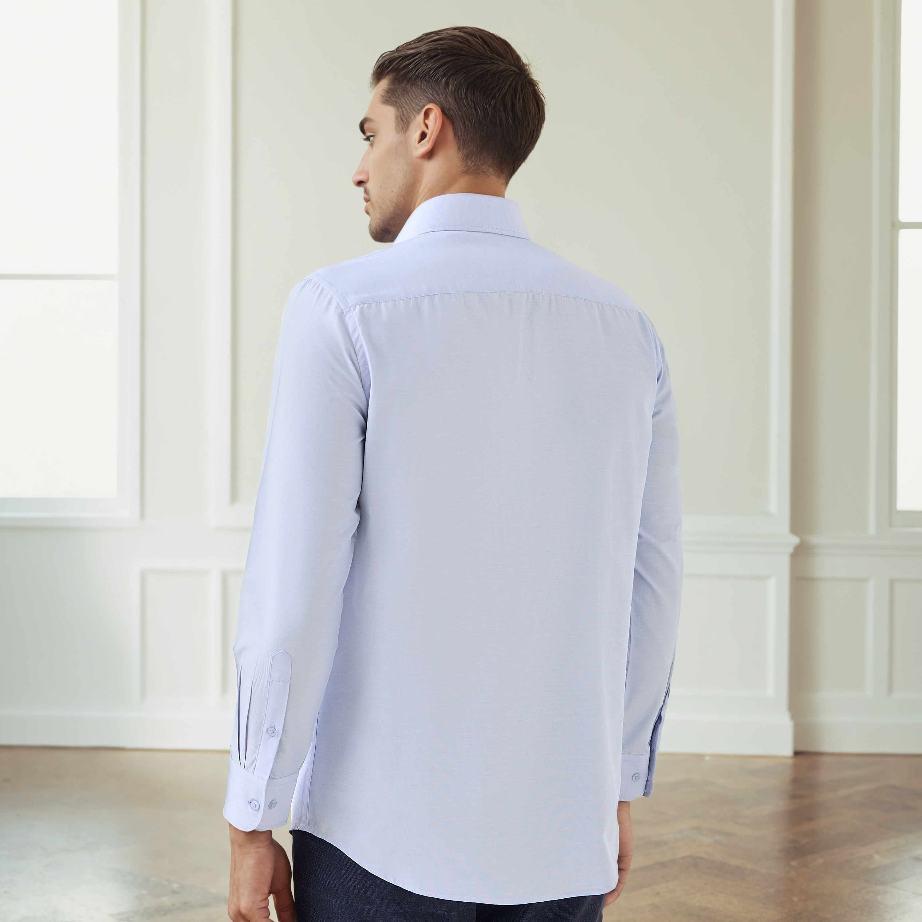 Men Regular Fit Collared Textured Long Sleeves Philaphil Shirt-men-clothing-shirts-image-2