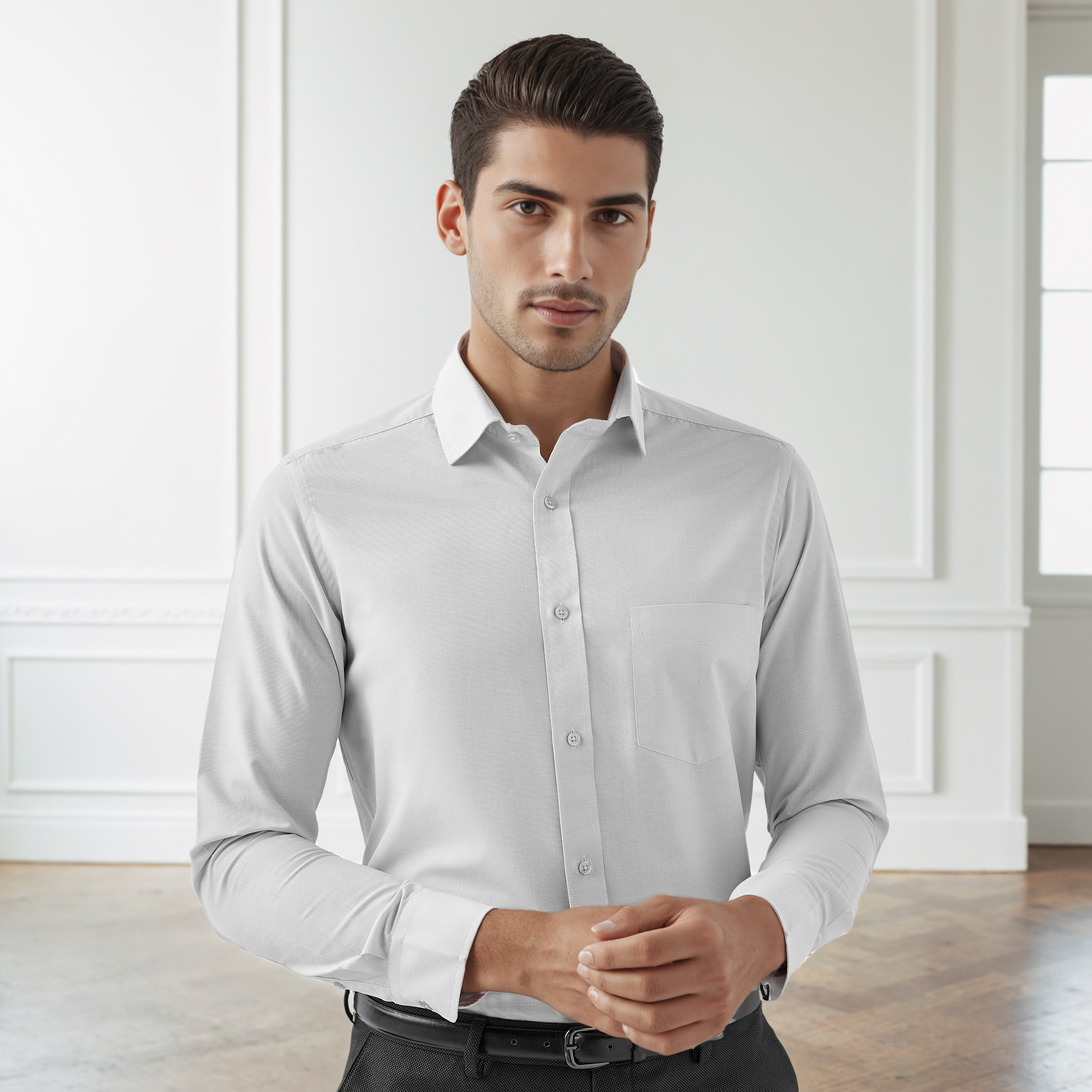 Men Regular Fit Collared Textured Long Sleeves Philaphil Shirt-men-clothing-shirts-image-1