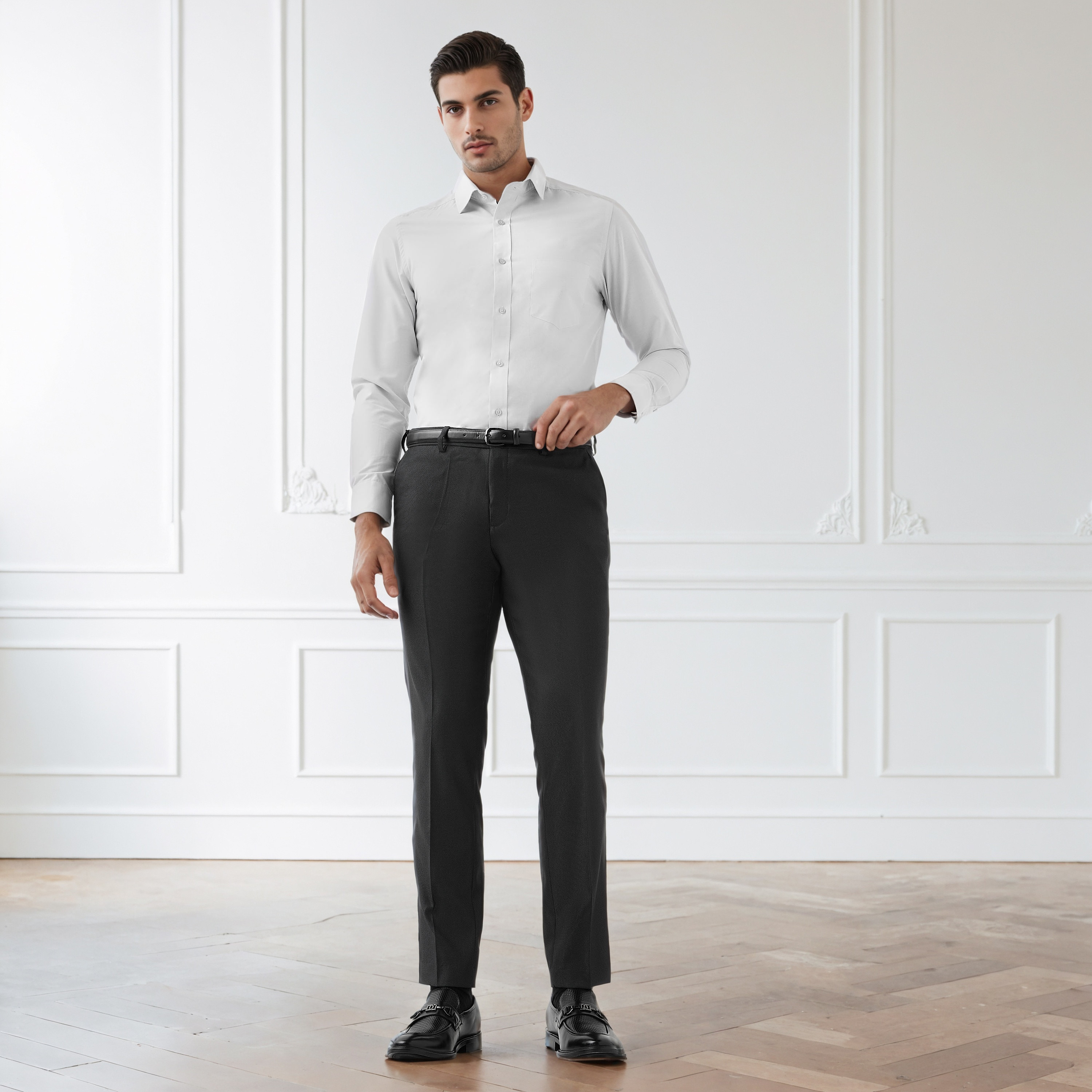 Men Regular Fit Collared Textured Long Sleeves Philaphil Shirt-men-clothing-shirts-image-3