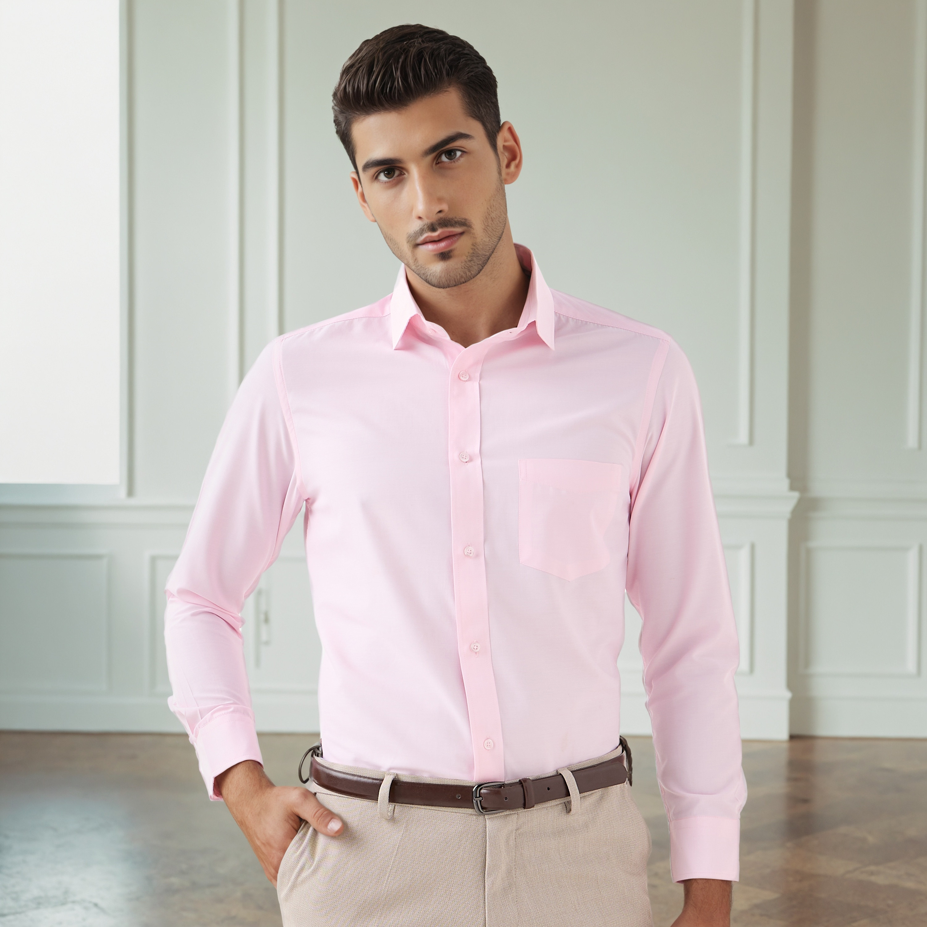 Men Regular Fit Collared Textured Long Sleeves Philaphil Shirt-men-clothing-shirts-image-1