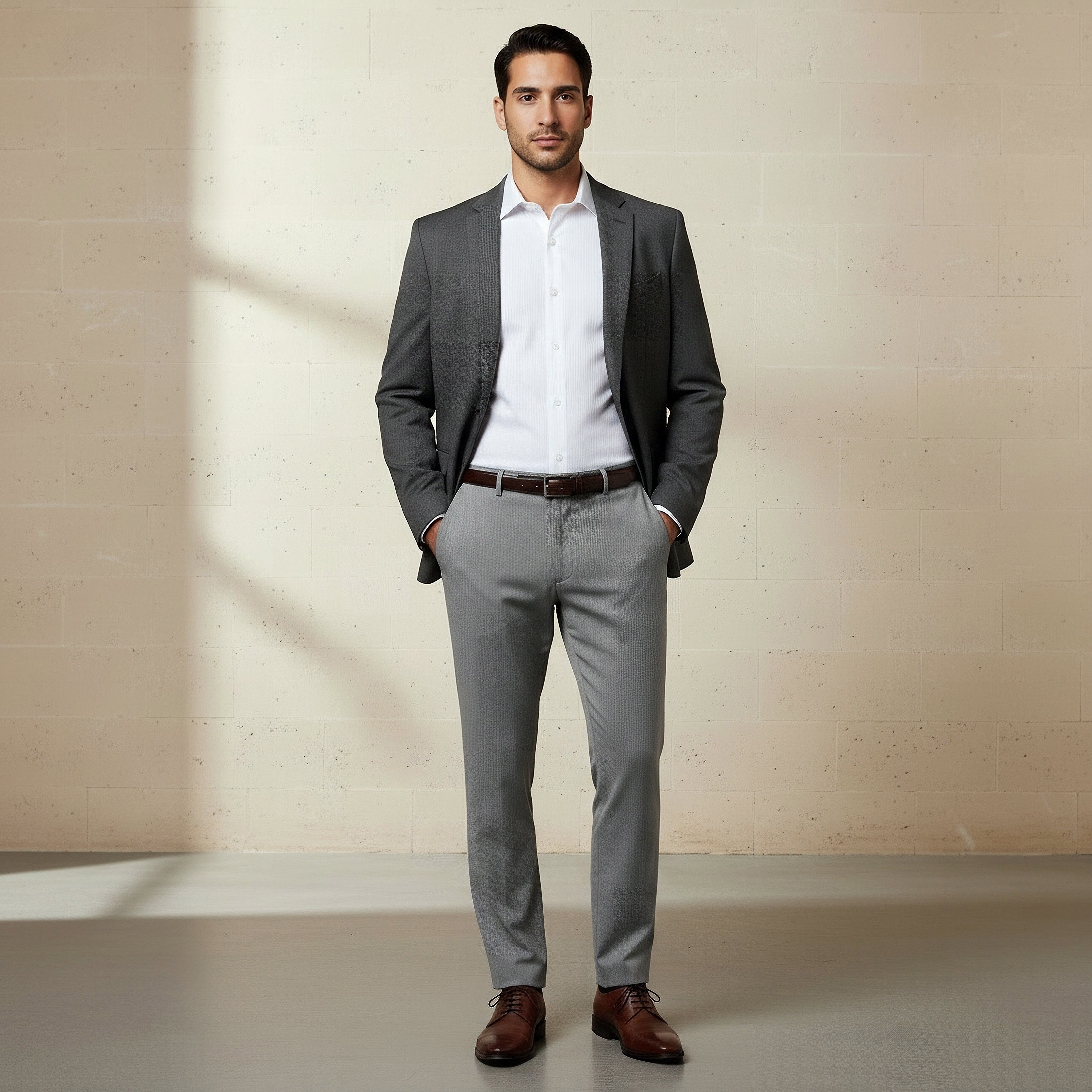 Slim Fit Belted Flexi Waist Trousers-men-clothing-bottoms-trousersandchinos-trousers-image-2