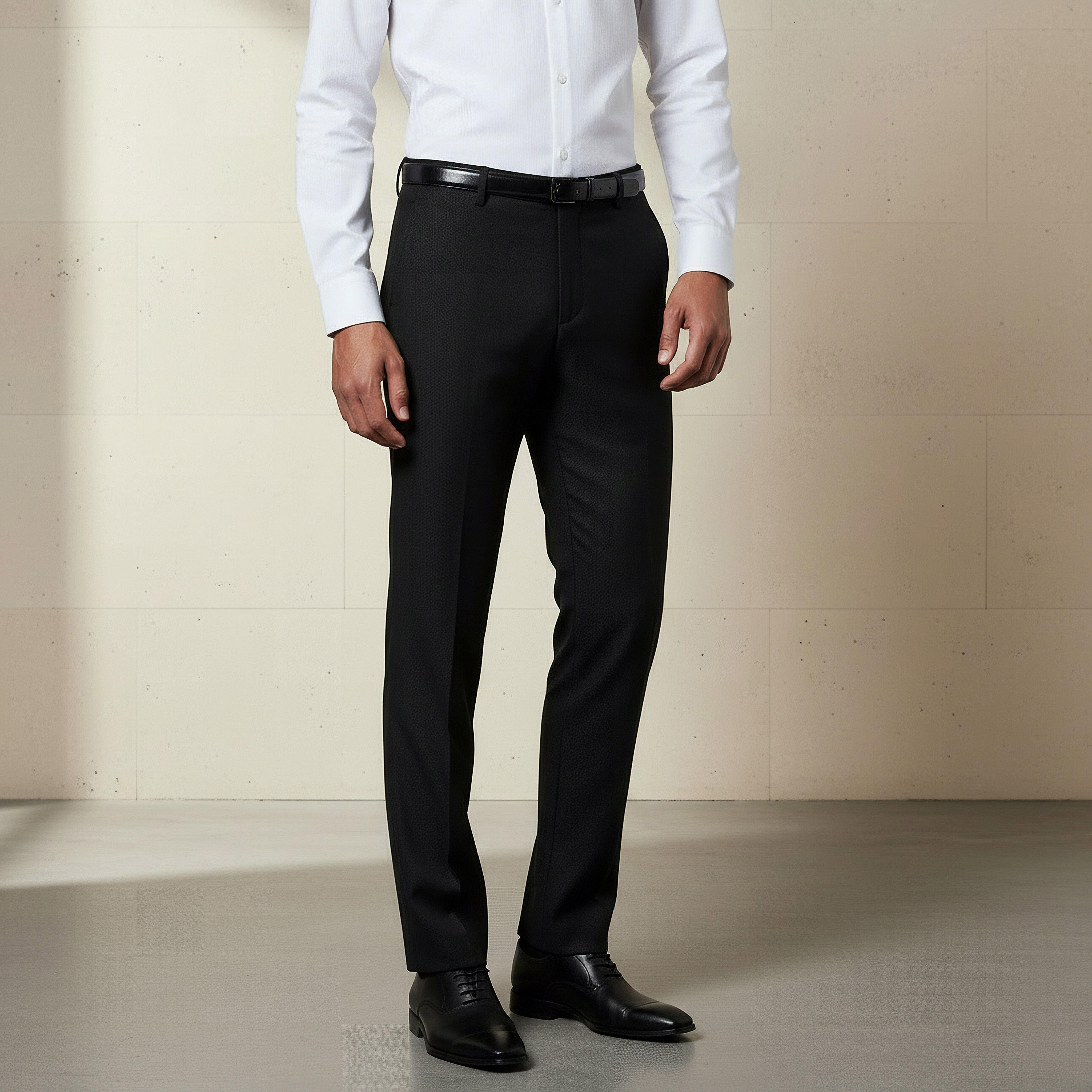 Slim Fit Belted Flexi Waist Trousers-men-clothing-bottoms-trousersandchinos-trousers-image-1