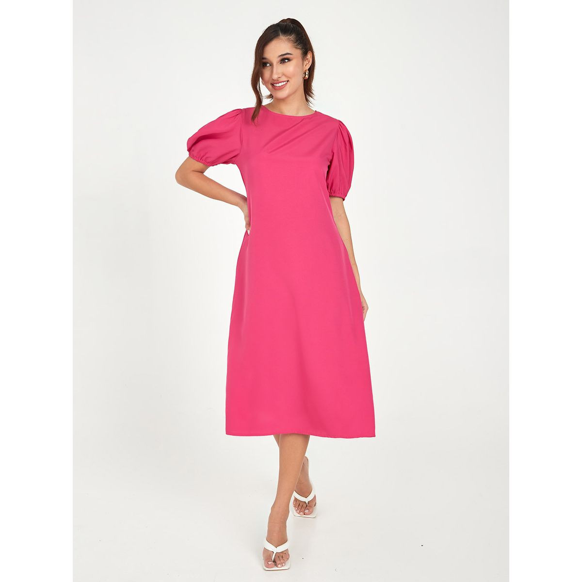 Styli Short Sleeves Round Neck T-shirt Midi Dress-women-clothing-dresses-image-2