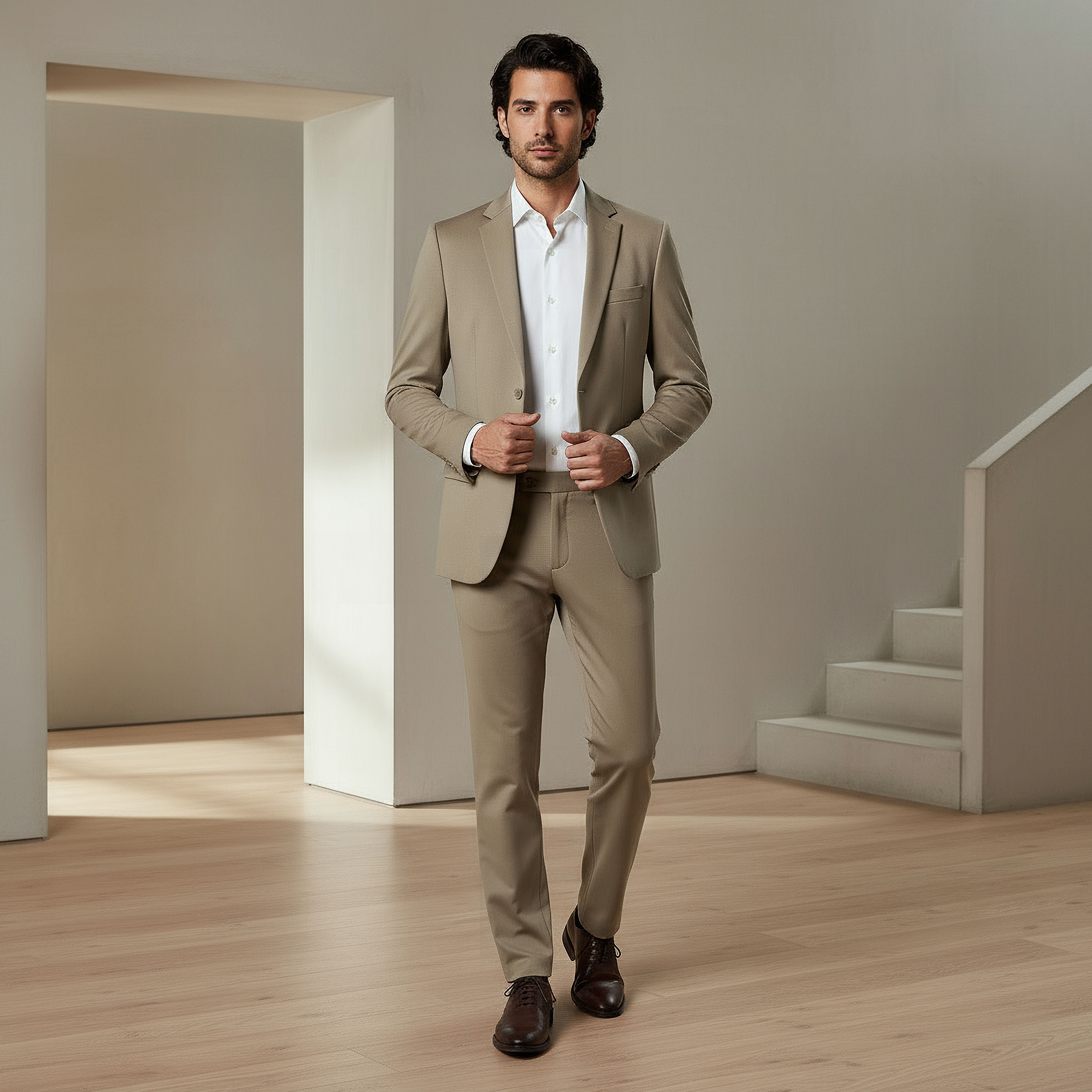 Slim Fit Flexi Waist Trousers-men-clothing-coordsets-image-2