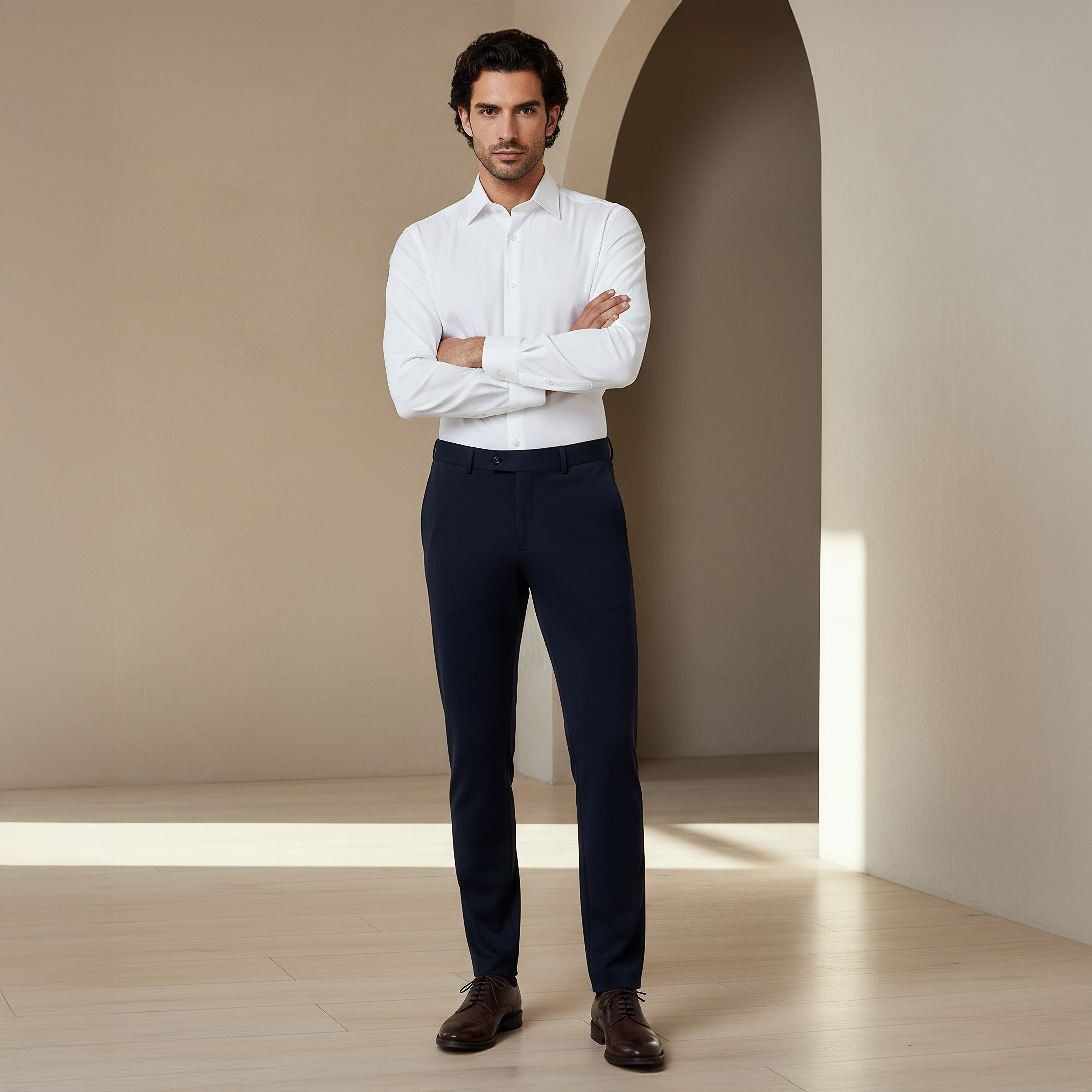 Slim Fit Flexi Waist Trousers-men-clothing-coordsets-image-2