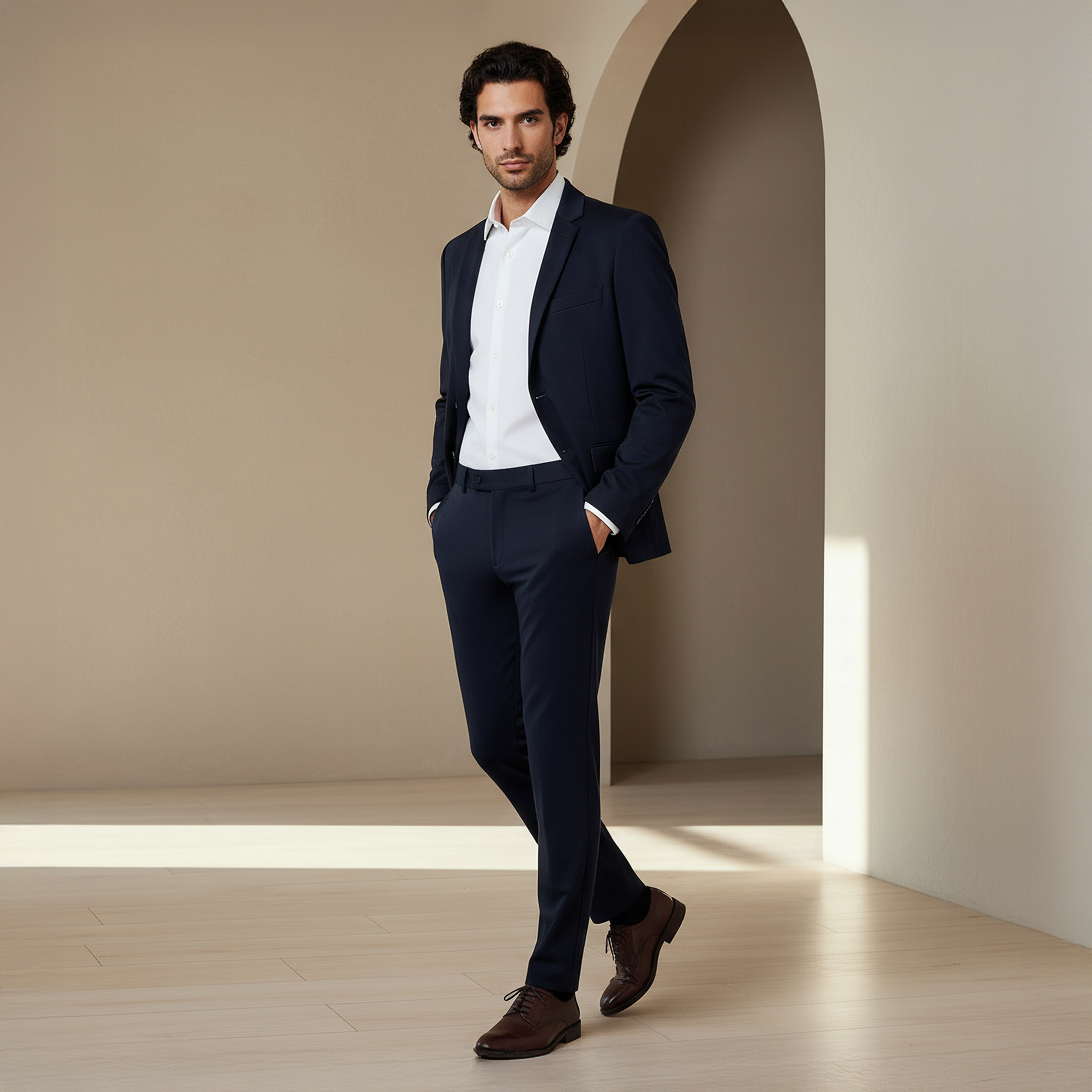 Slim Fit Flexi Waist Trousers-men-clothing-coordsets-image-5