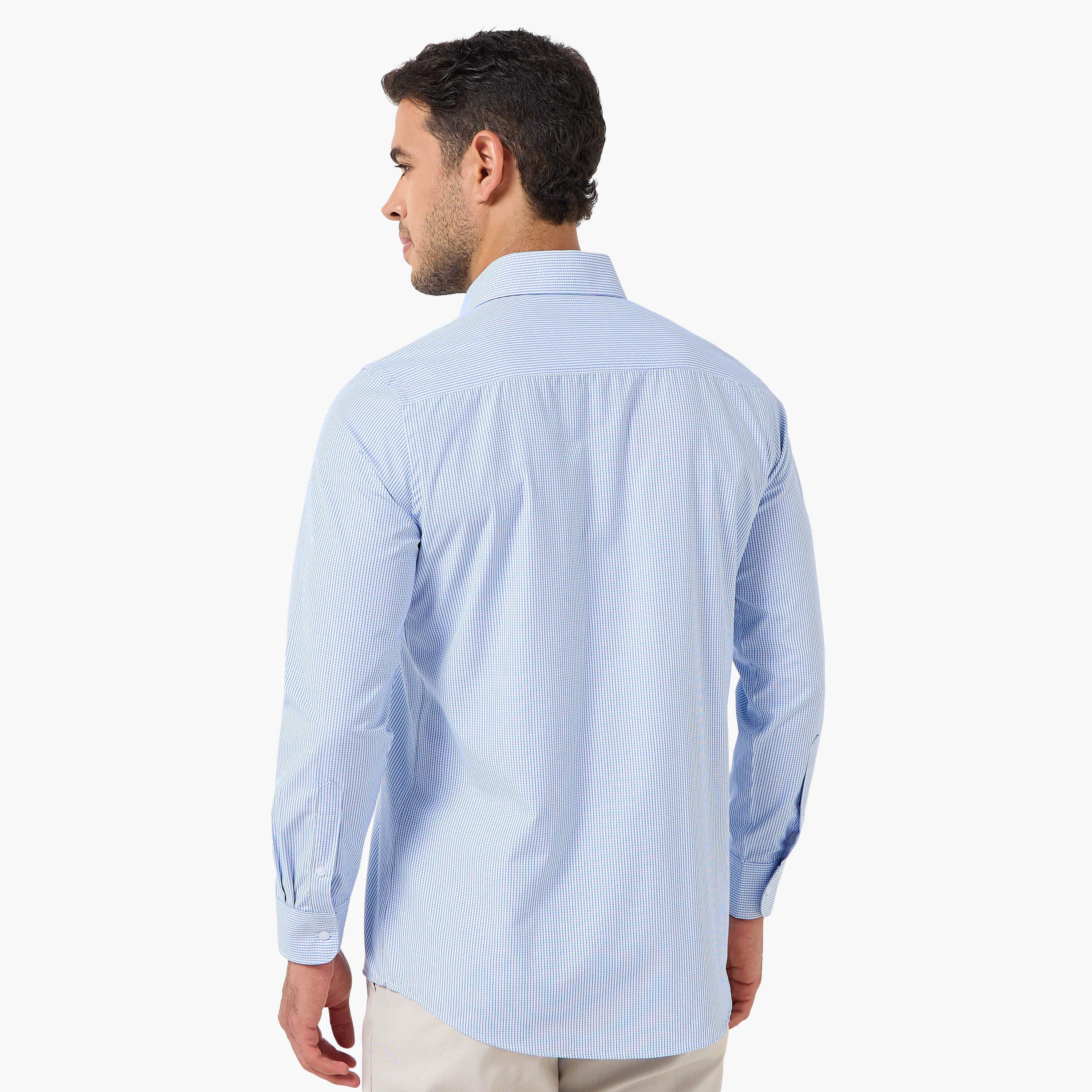 Men Regular Fit Collared Checked Long Sleeves Shirt-men-clothing-shirts-image-4