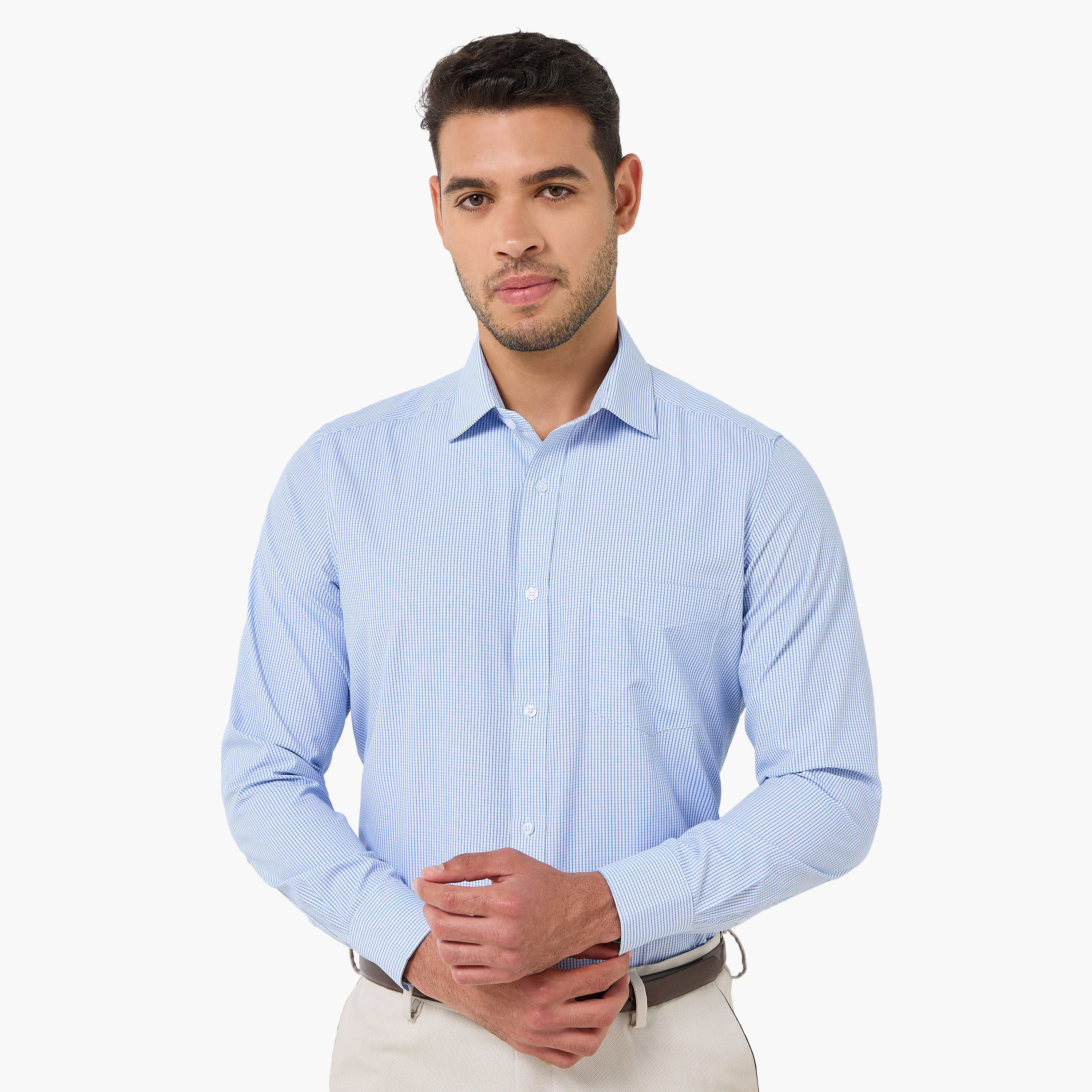 Men Regular Fit Collared Checked Long Sleeves Shirt-men-clothing-shirts-image-6