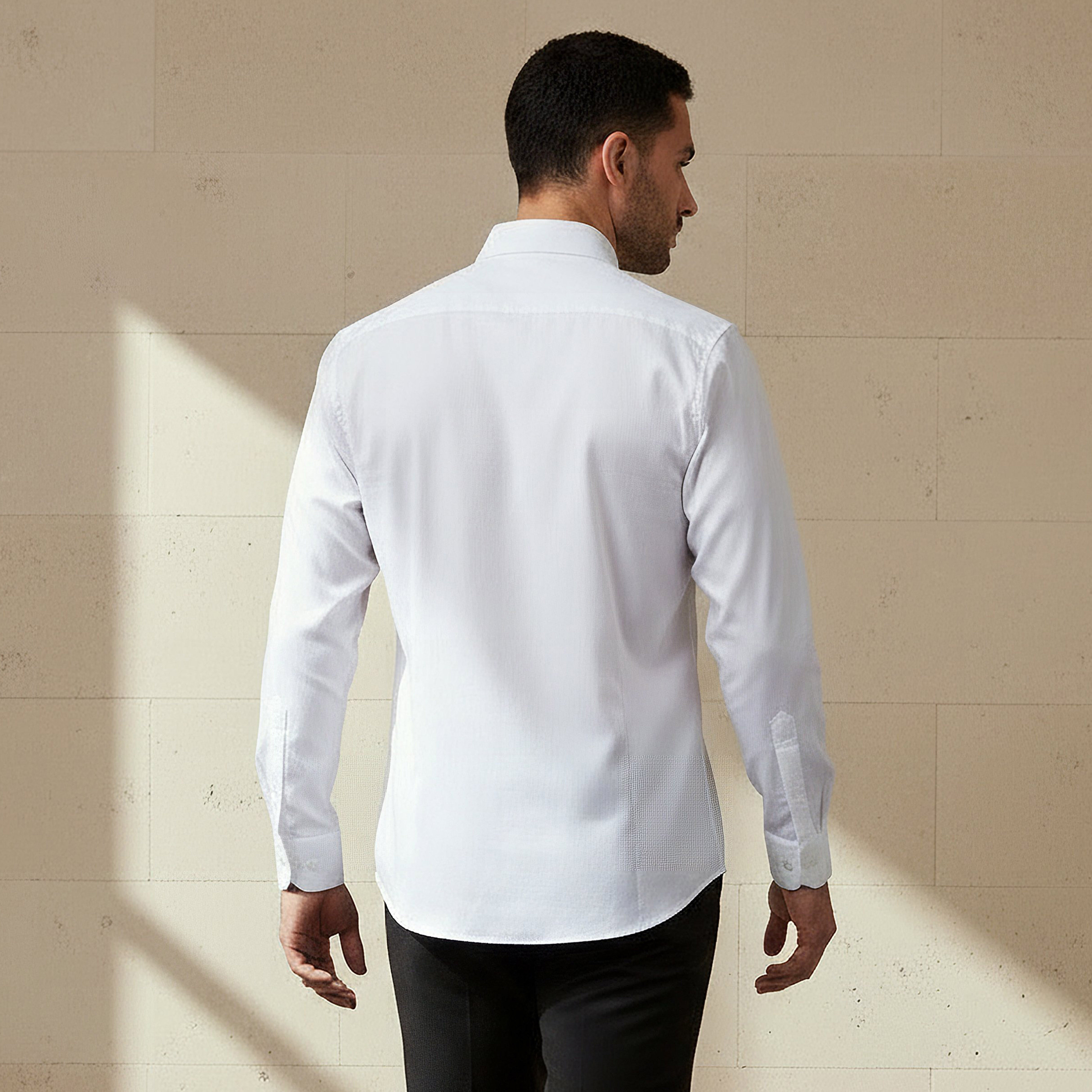 Men Regular Fit Collared Long Sleeves Dobby Shirt-men-clothing-shirts-image-3