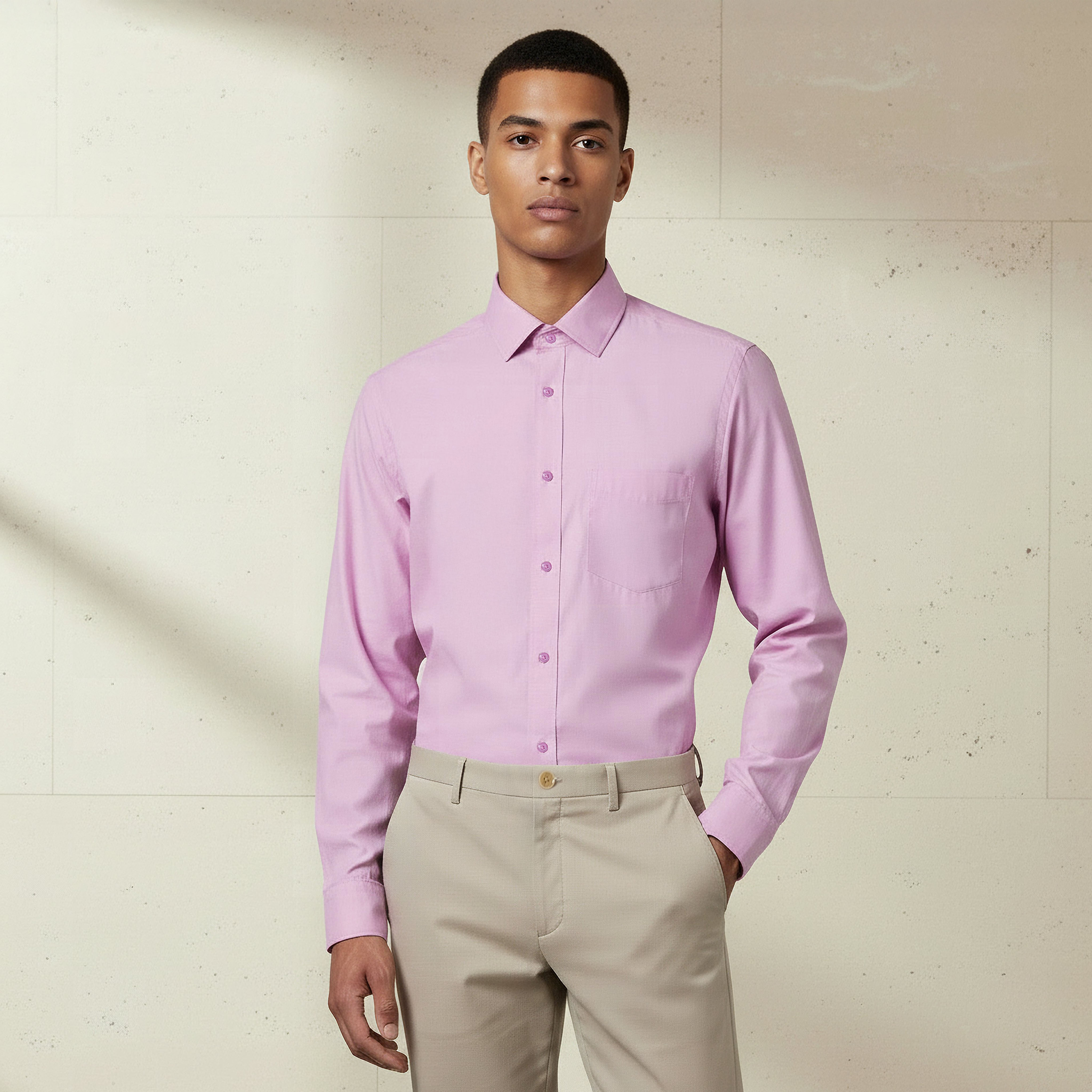 قميص بقصة عادية وياقة وأكمام طويلة للرجال-men-clothing-shirts-image-1