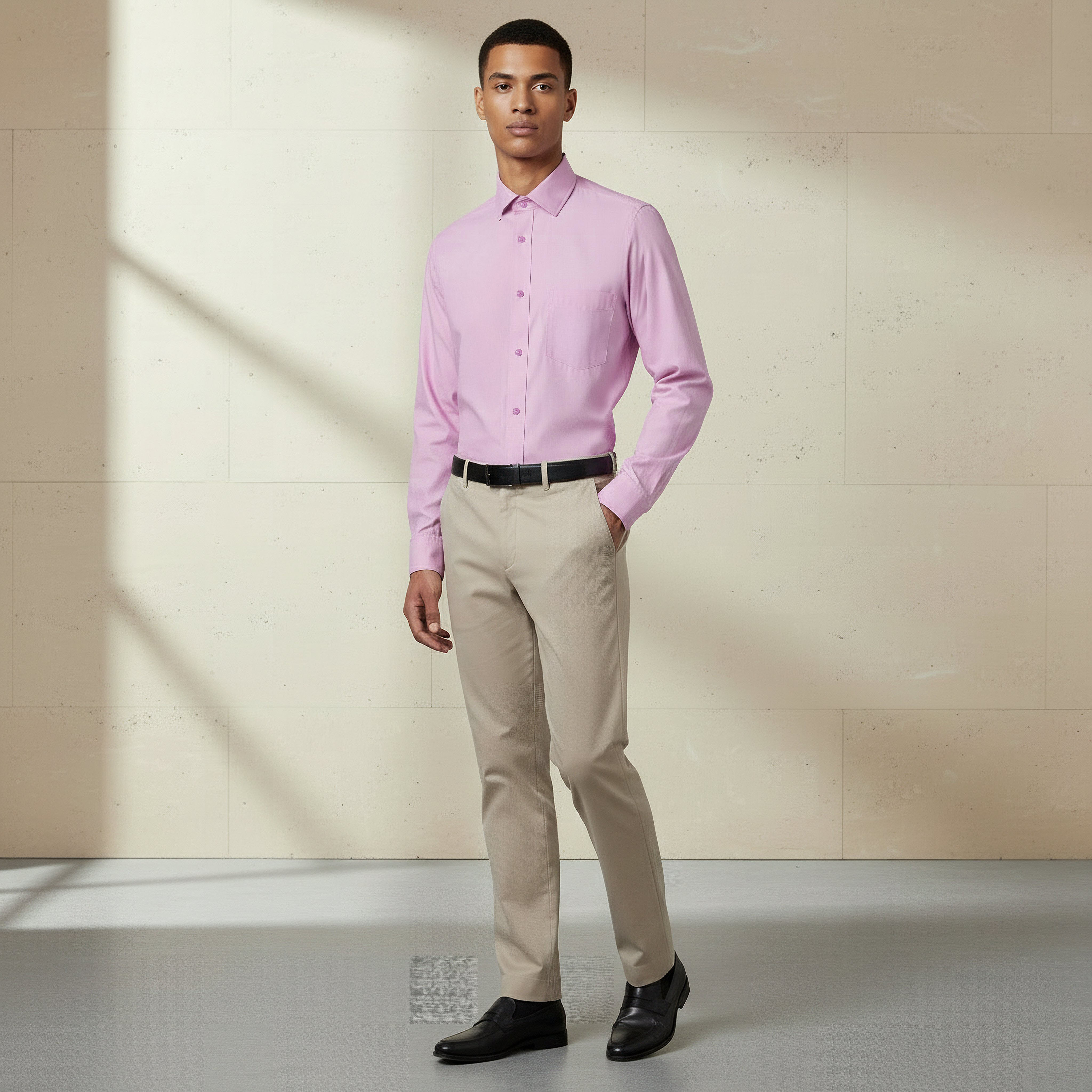 قميص بقصة عادية وياقة وأكمام طويلة للرجال-men-clothing-shirts-image-2