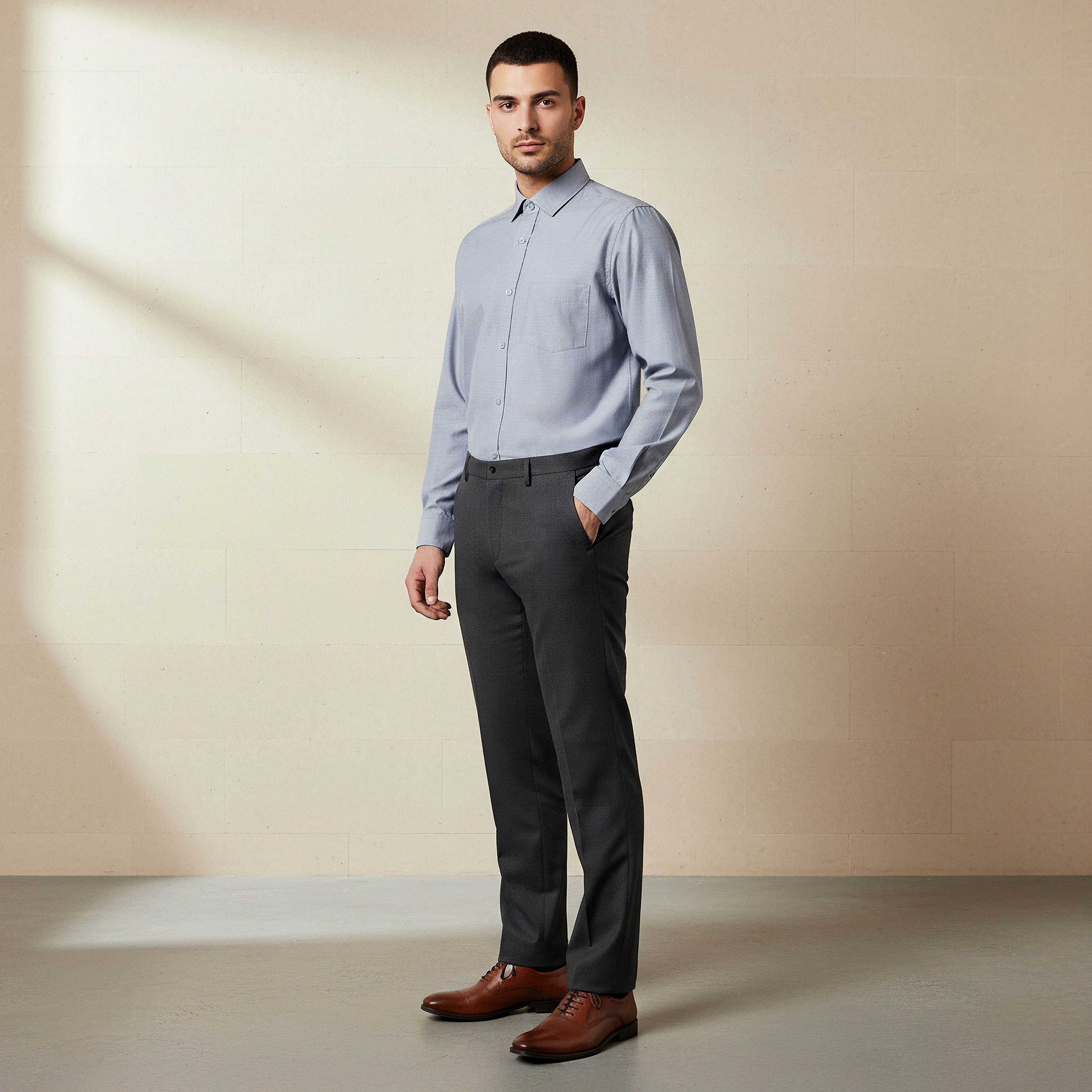 قميص بقصة عادية وياقة وأكمام طويلة للرجال-men-clothing-shirts-image-2
