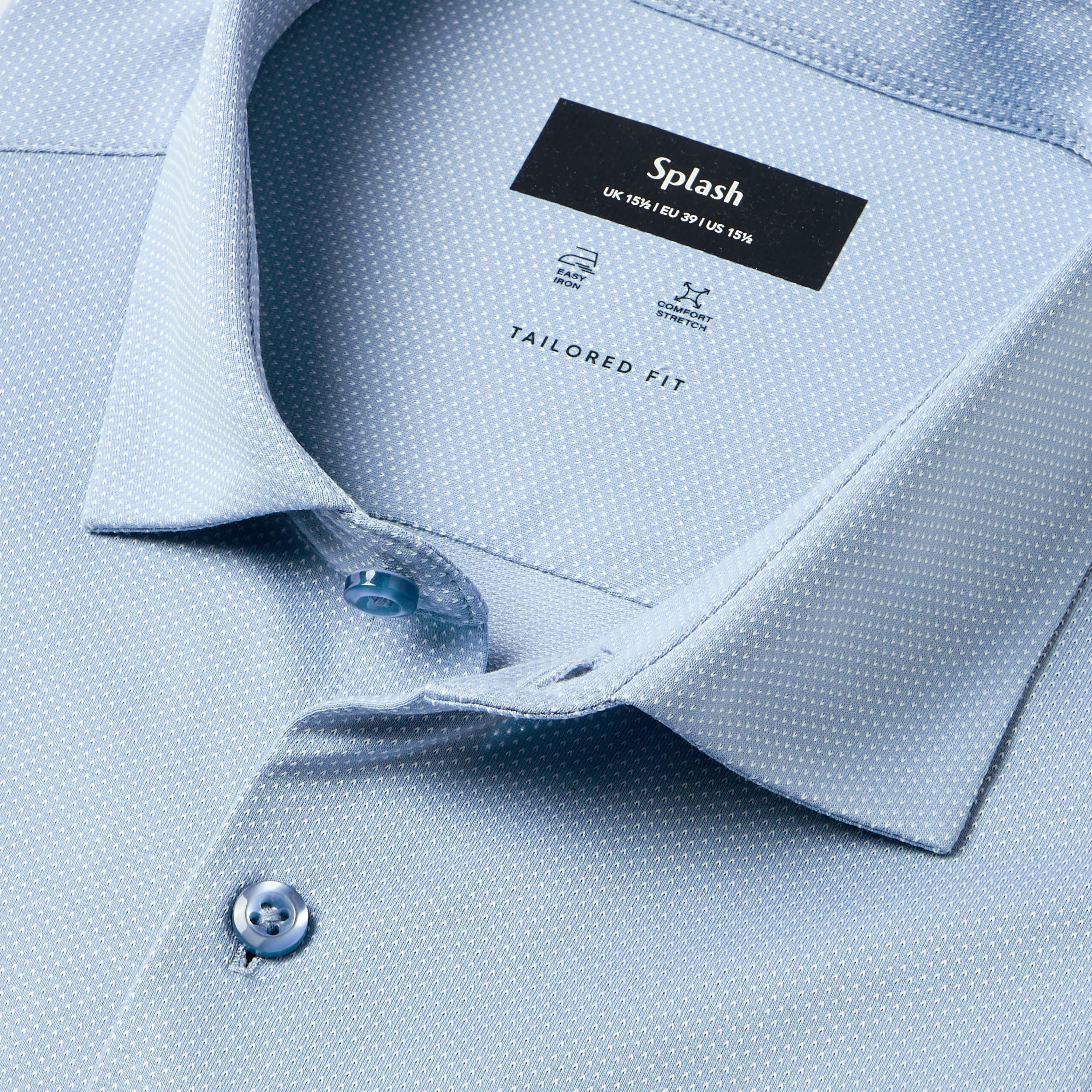 قميص بقصة عادية وياقة وملمس بارز وأكمام طويلة للرجال-men-clothing-shirts-image-2