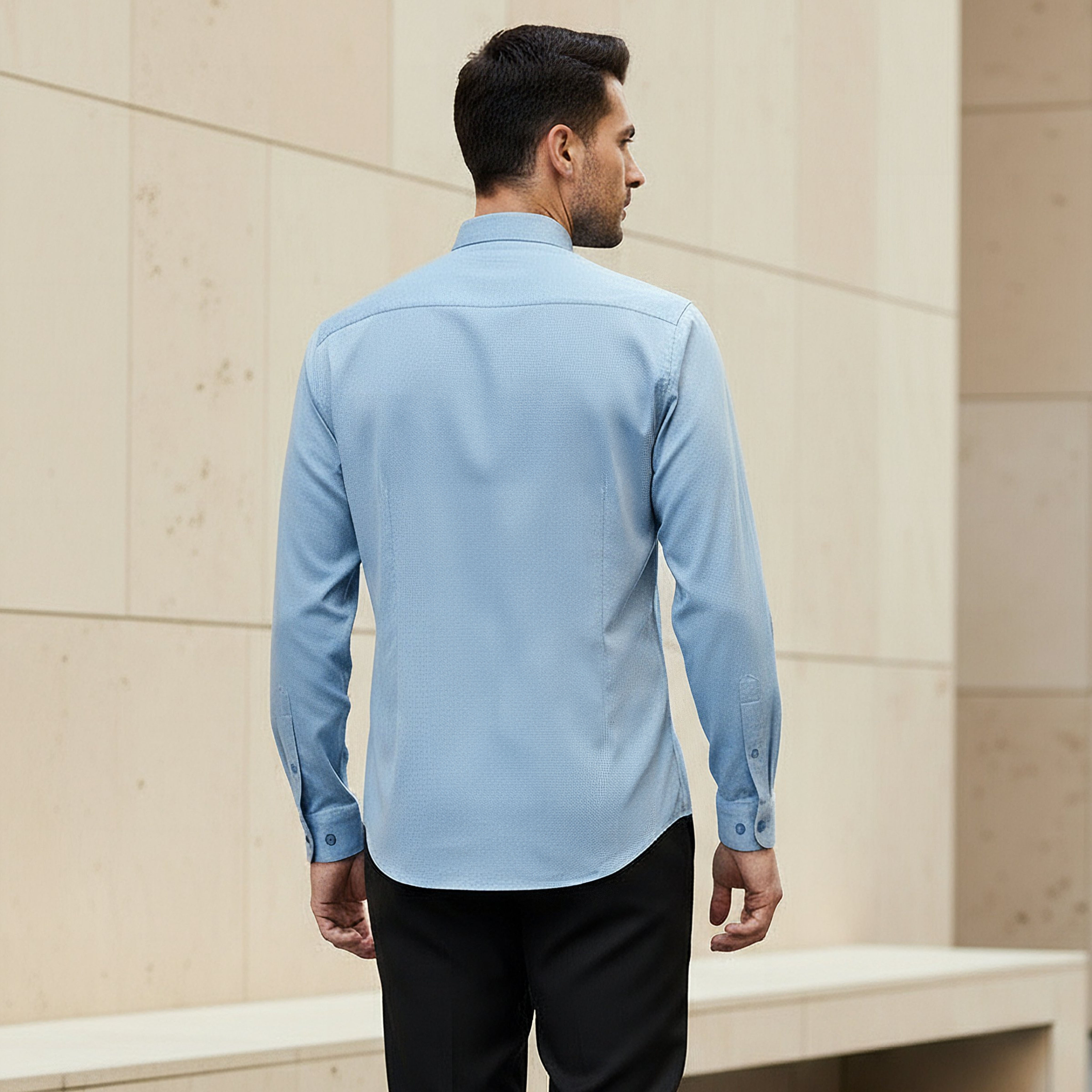 قميص بقصة عادية وياقة وملمس بارز وأكمام طويلة للرجال-men-clothing-shirts-image-3