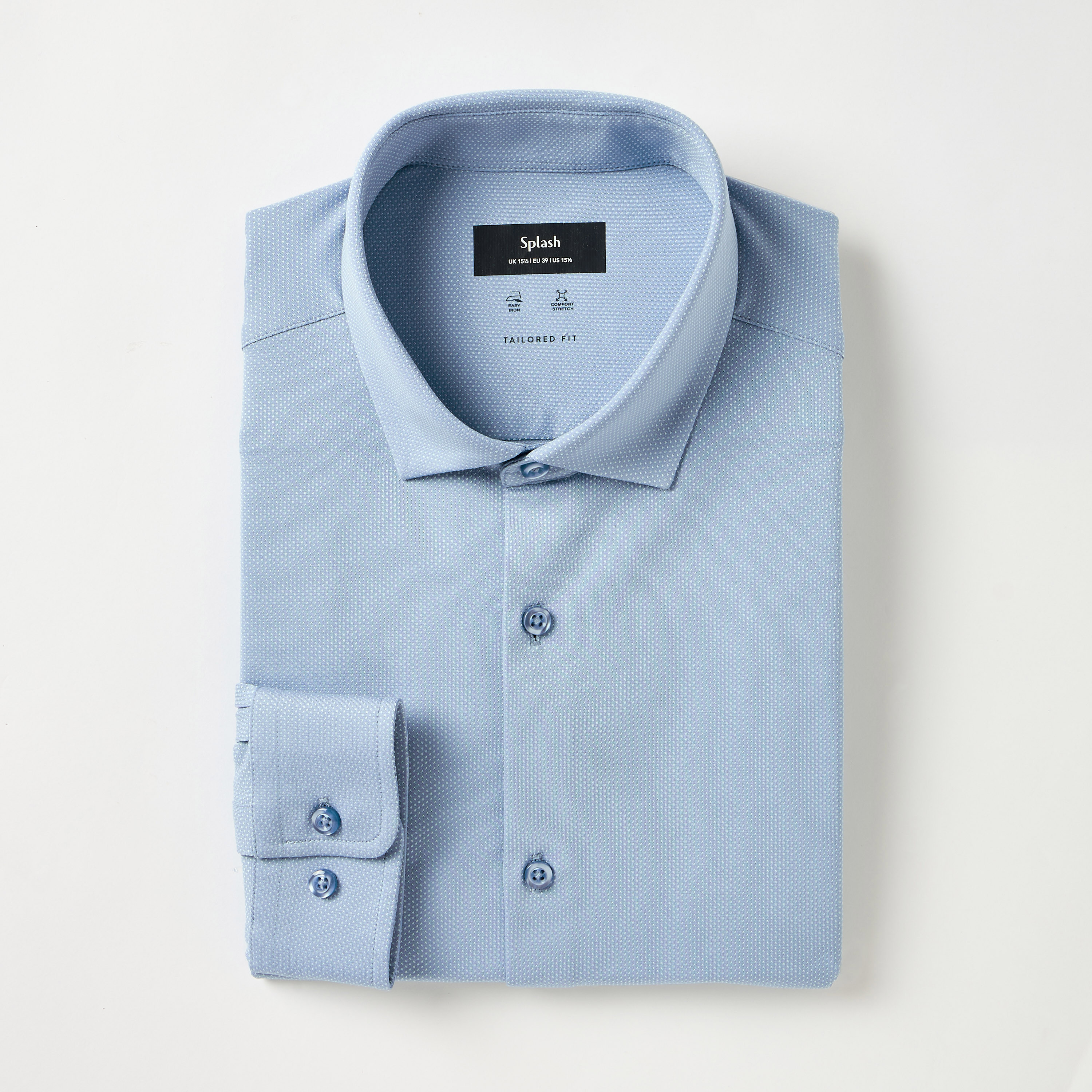 قميص بقصة عادية وياقة وملمس بارز وأكمام طويلة للرجال-men-clothing-shirts-image-5