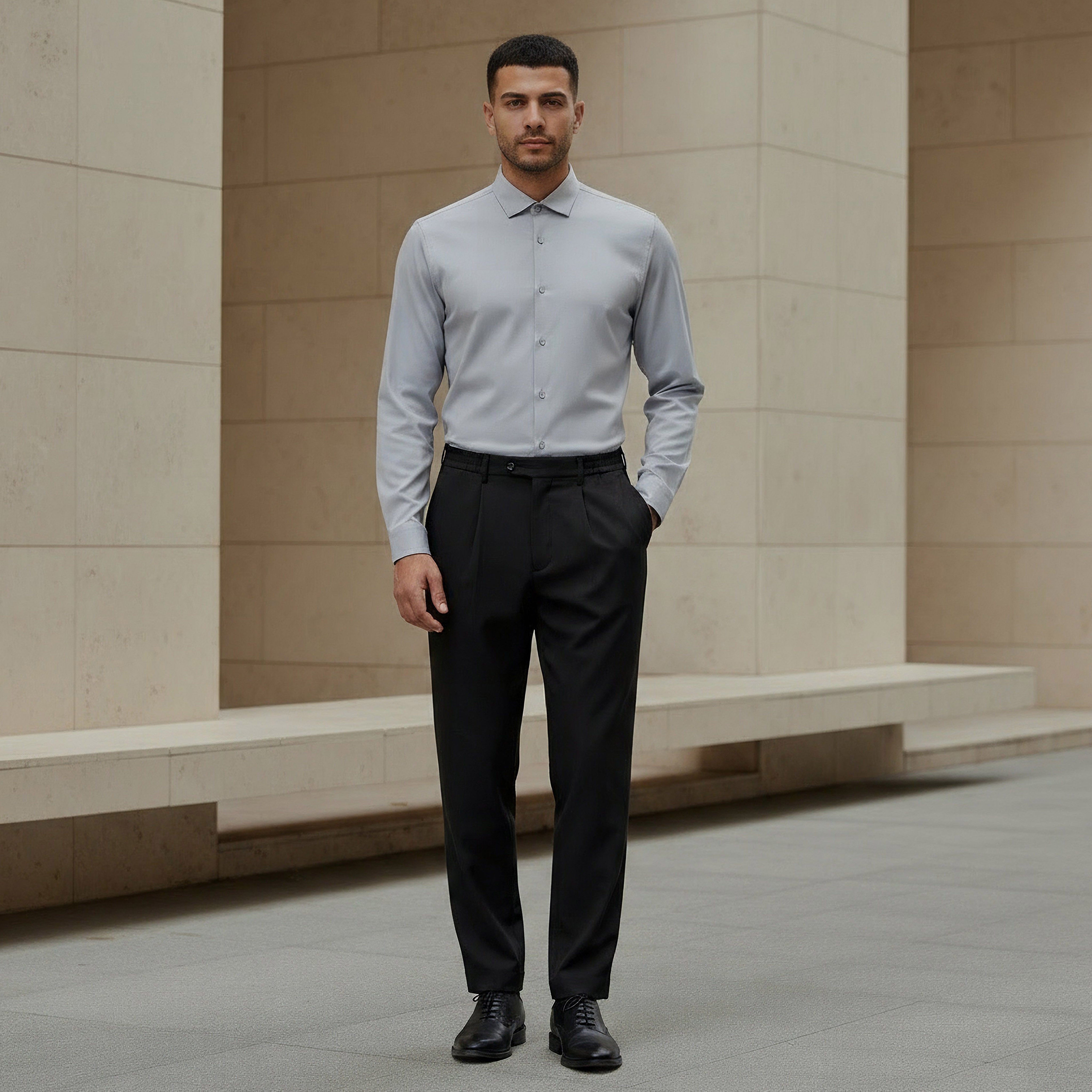 قميص بقصة عادية وياقة وملمس بارز وأكمام طويلة للرجال-men-clothing-shirts-image-4