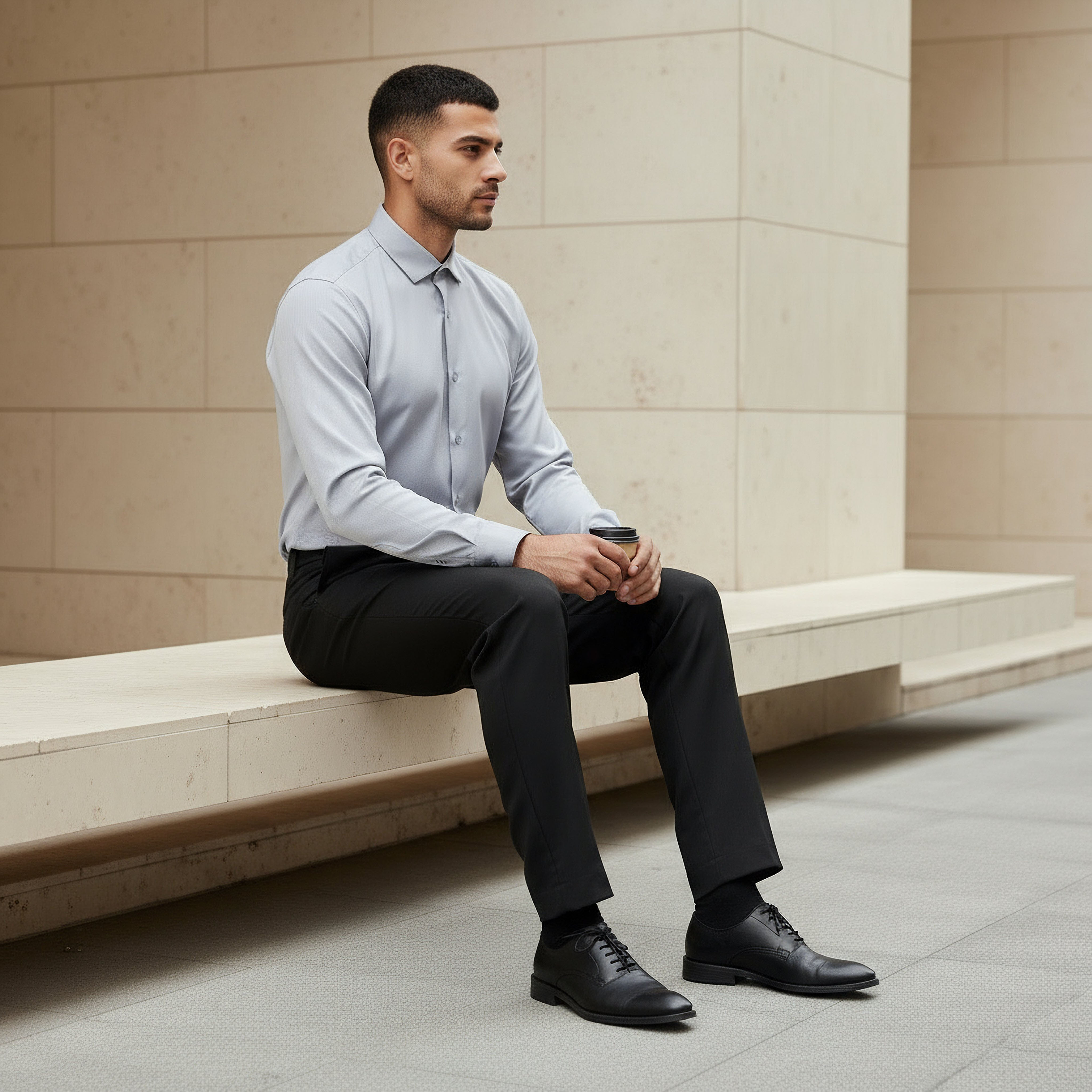 قميص بقصة عادية وياقة وملمس بارز وأكمام طويلة للرجال-men-clothing-shirts-image-5