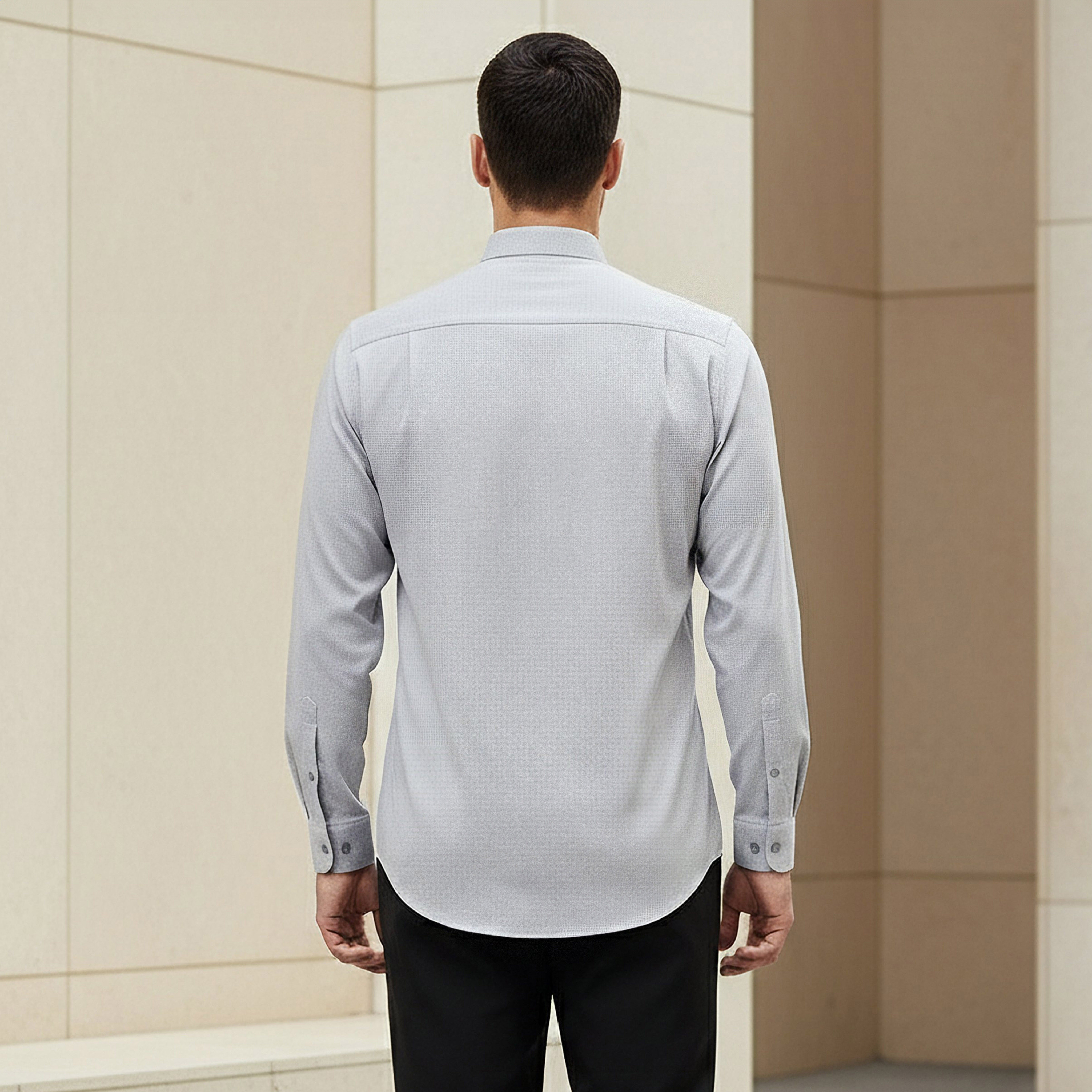 Men Regular Fit Collared Textured Long Sleeves Shirt-men-clothing-shirts-image-3