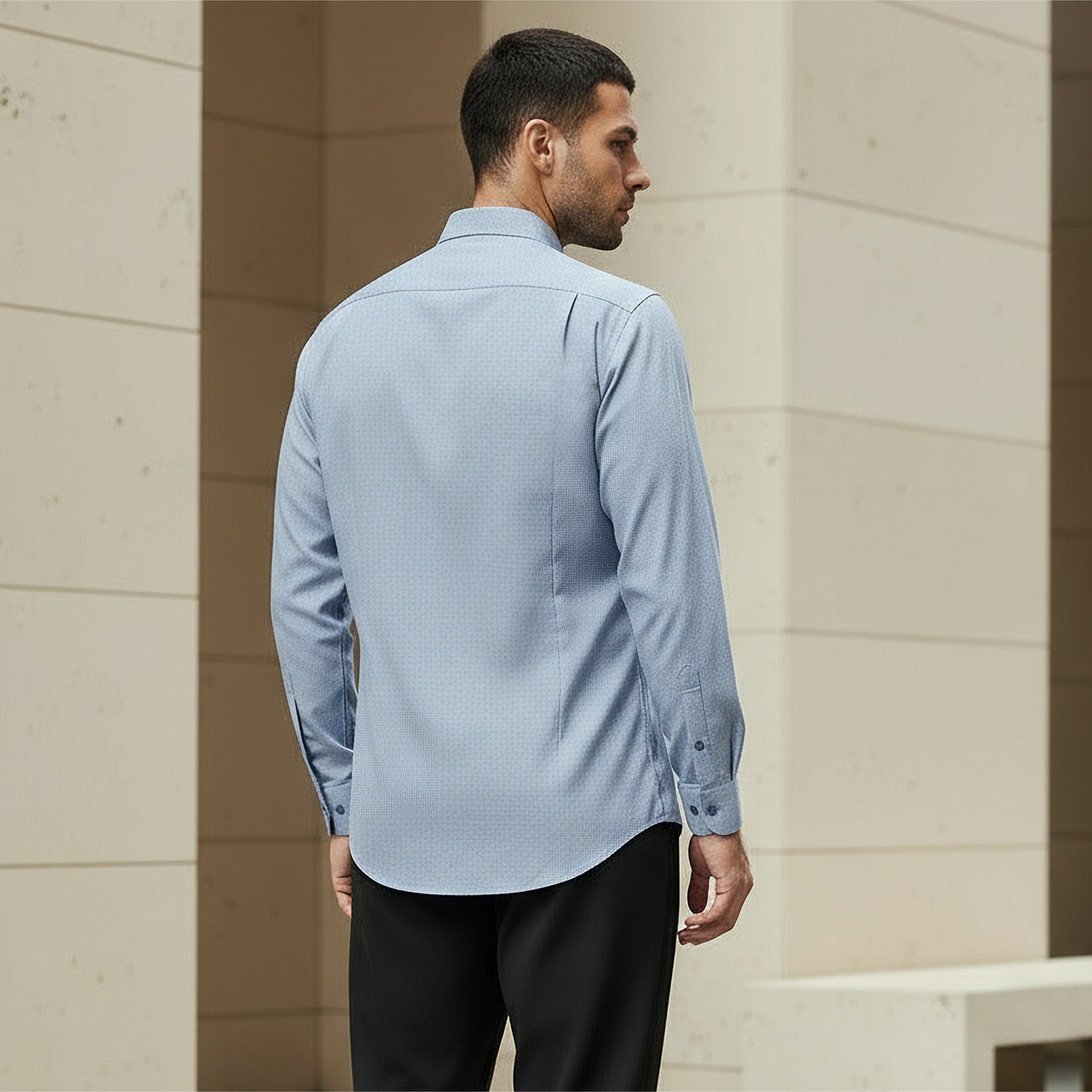 Men Regular Fit Collar Textured Long Sleeve Shirt-men-clothing-shirts-image-3