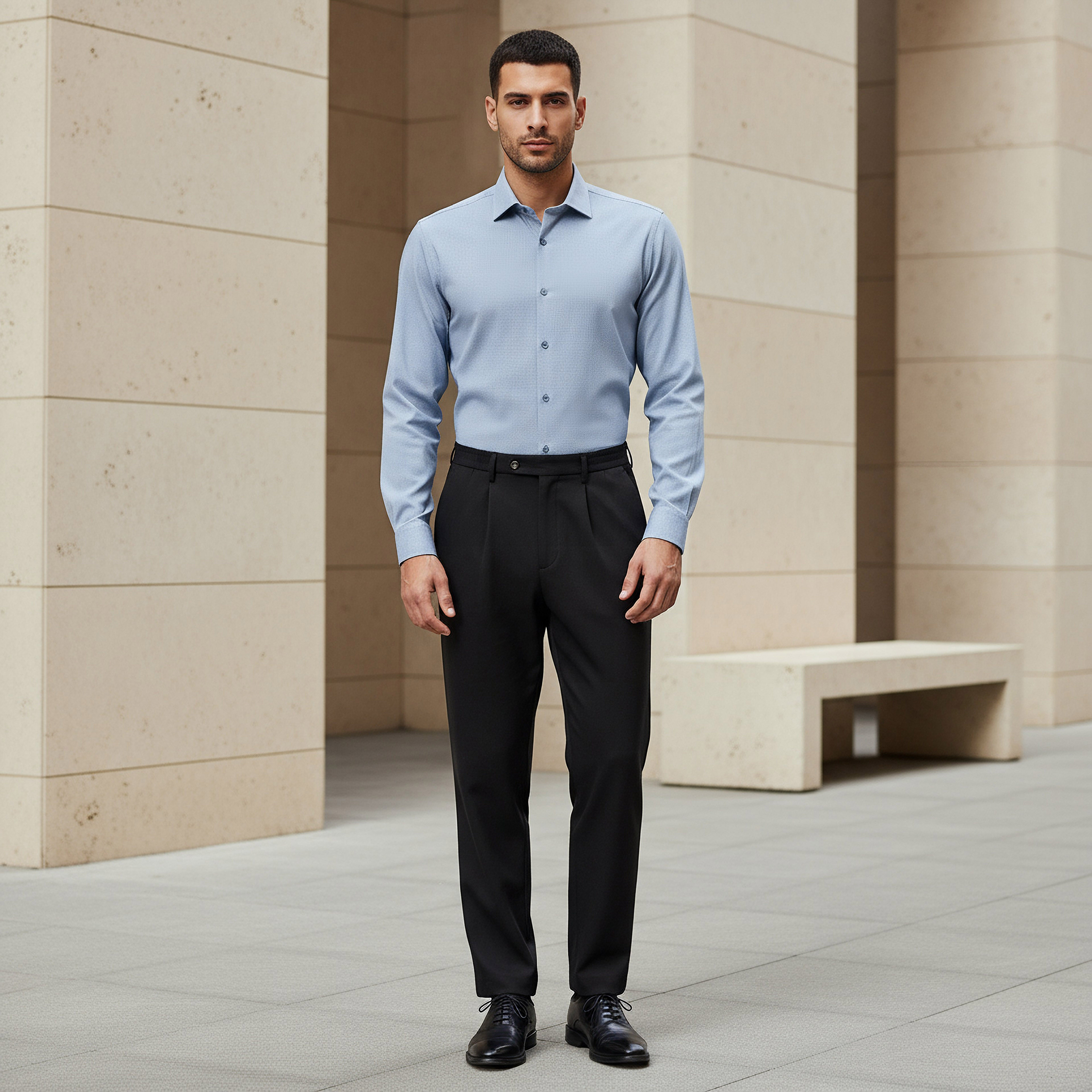 Men Regular Fit Collar Textured Long Sleeve Shirt-men-clothing-shirts-image-4