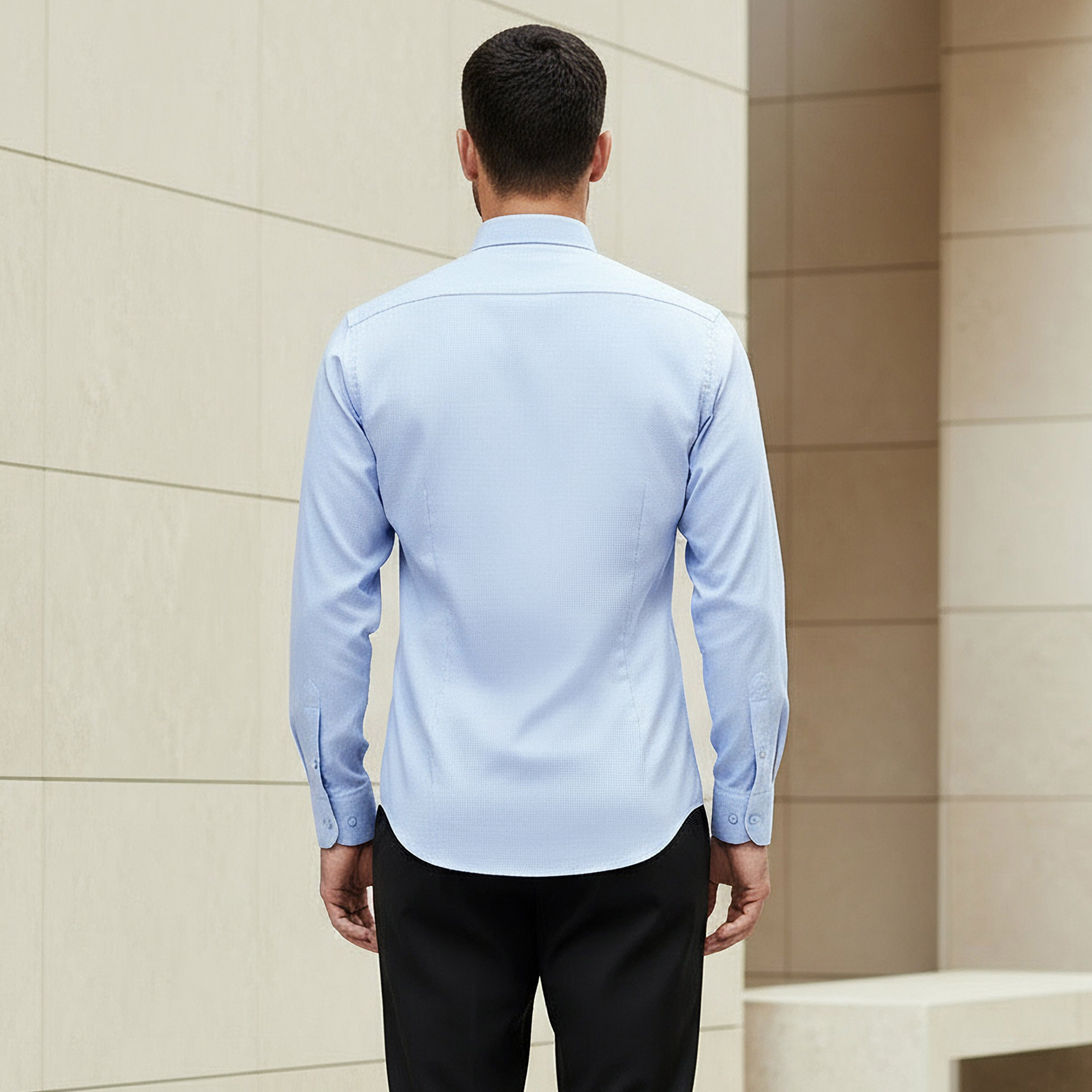Men Regular Fit Collared Textured Long Sleeves Shirt-men-clothing-shirts-image-3