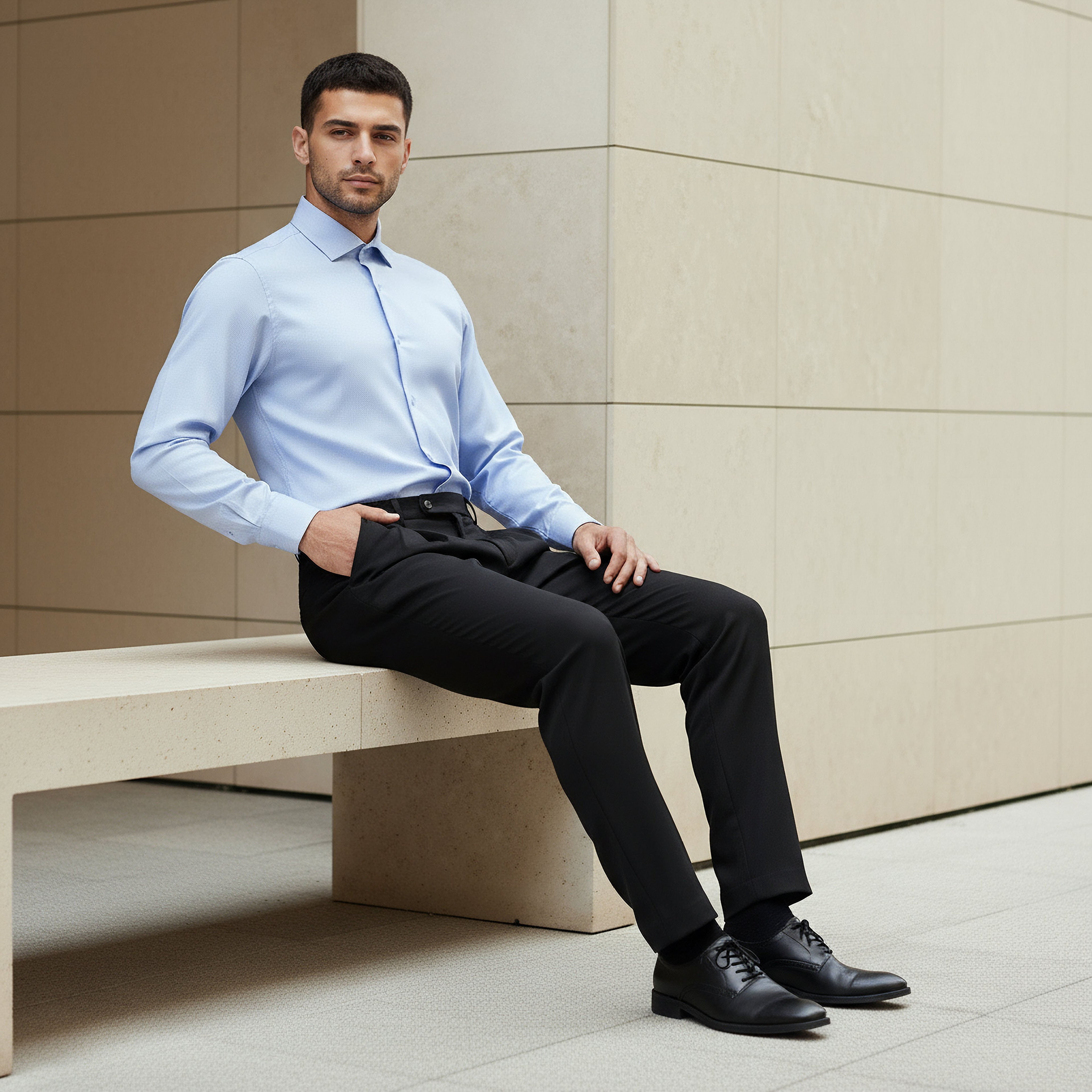 Men Regular Fit Collared Textured Long Sleeves Shirt-men-clothing-shirts-image-5