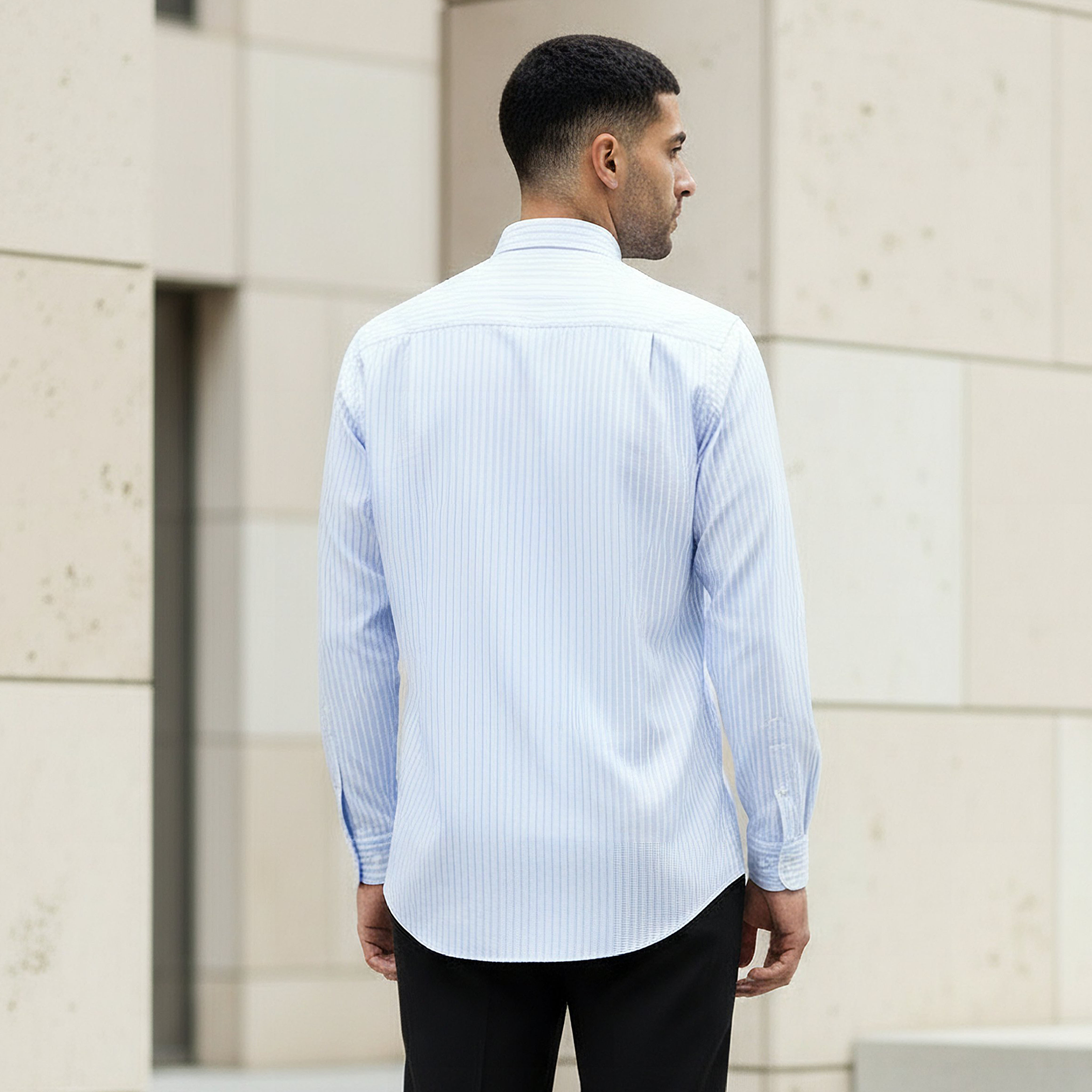 Men Regular Fit Collared Striped Long Sleeves Shirt-men-clothing-shirts-image-3