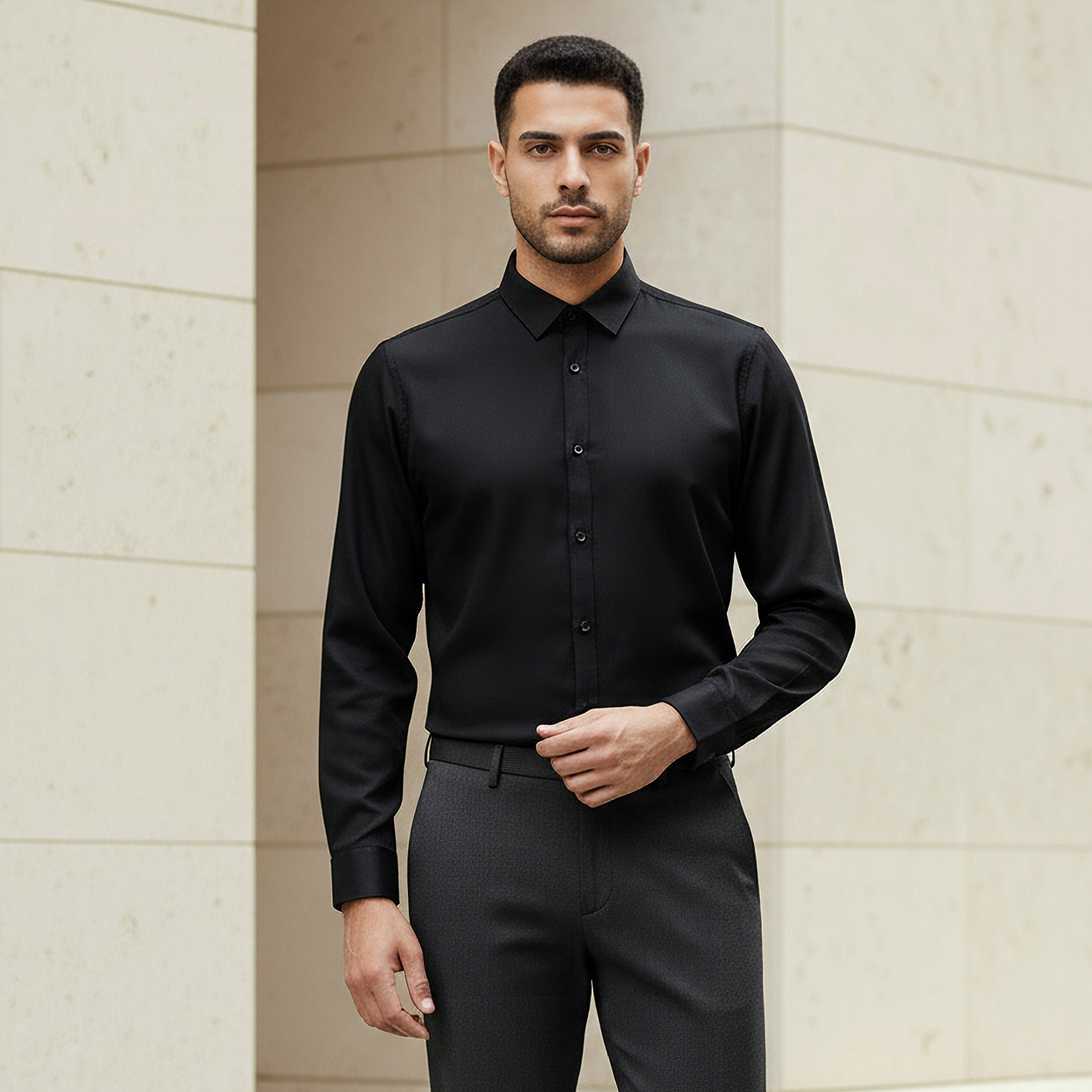 Men Regular Fit Collared Long Sleeve Shirt-men-clothing-shirts-image-1