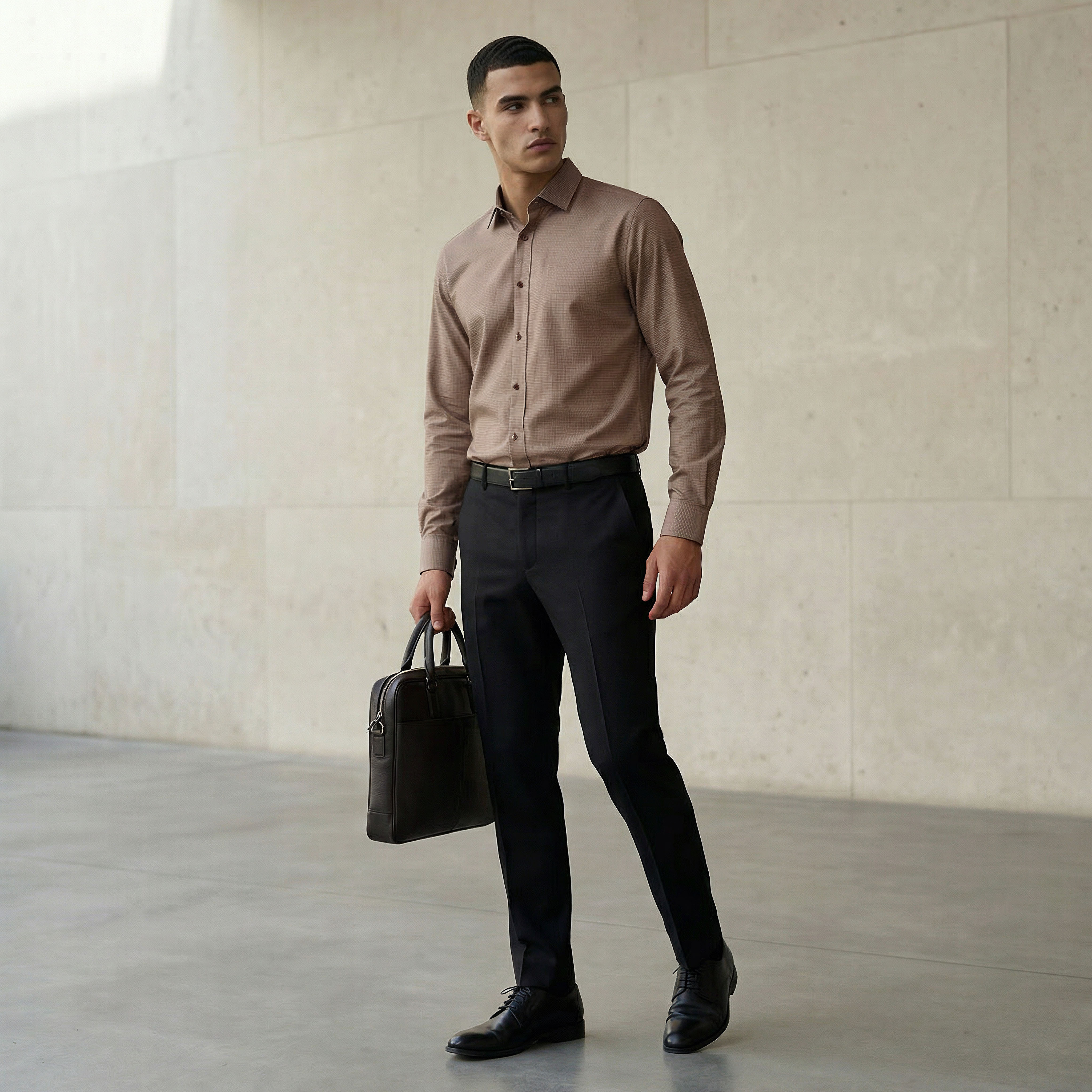 Men Regular Fit Collared Textured Long Sleeves Shirt-men-clothing-shirts-image-3
