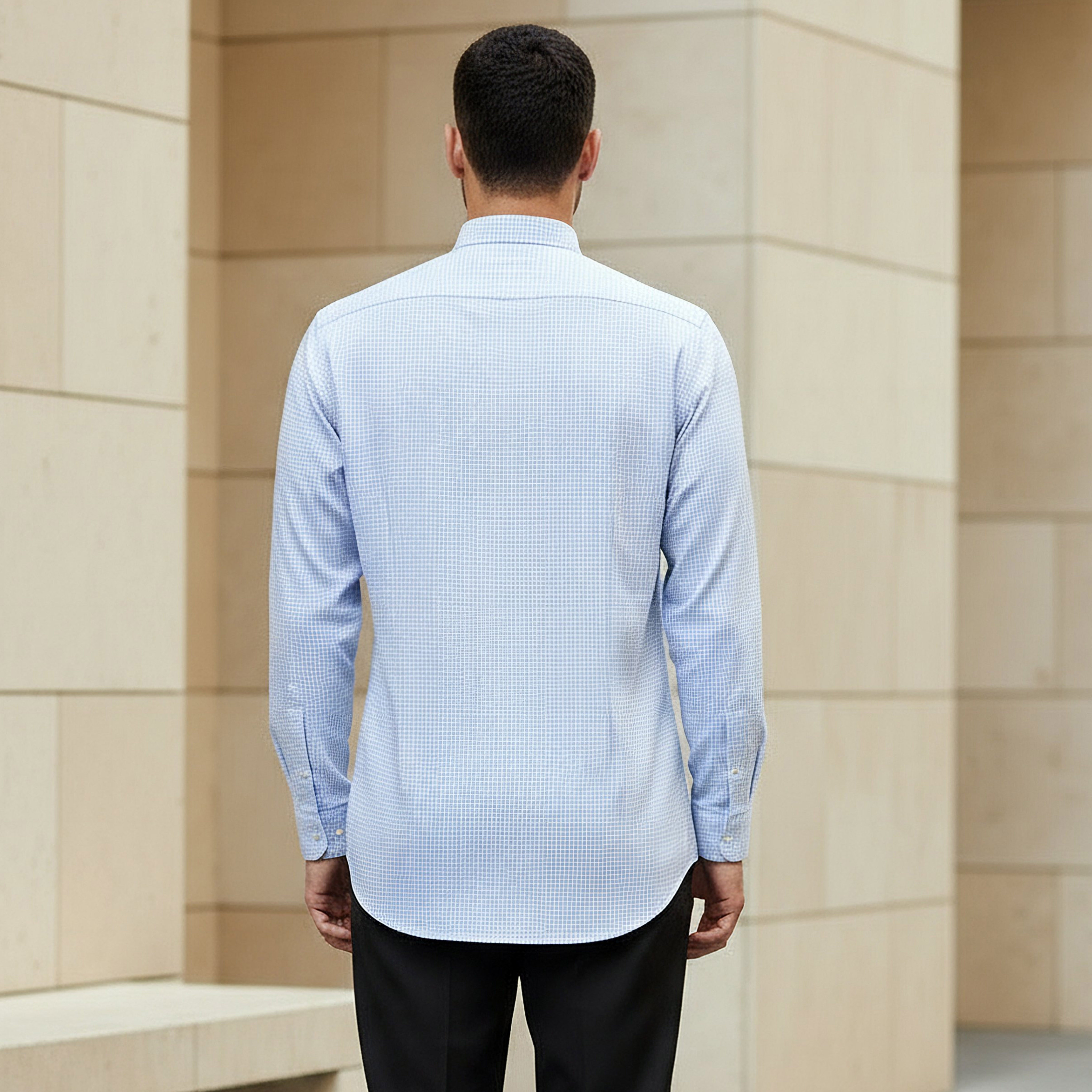Men Regular Fit Collared Checked Long Sleeve Shirt-men-clothing-shirts-image-3