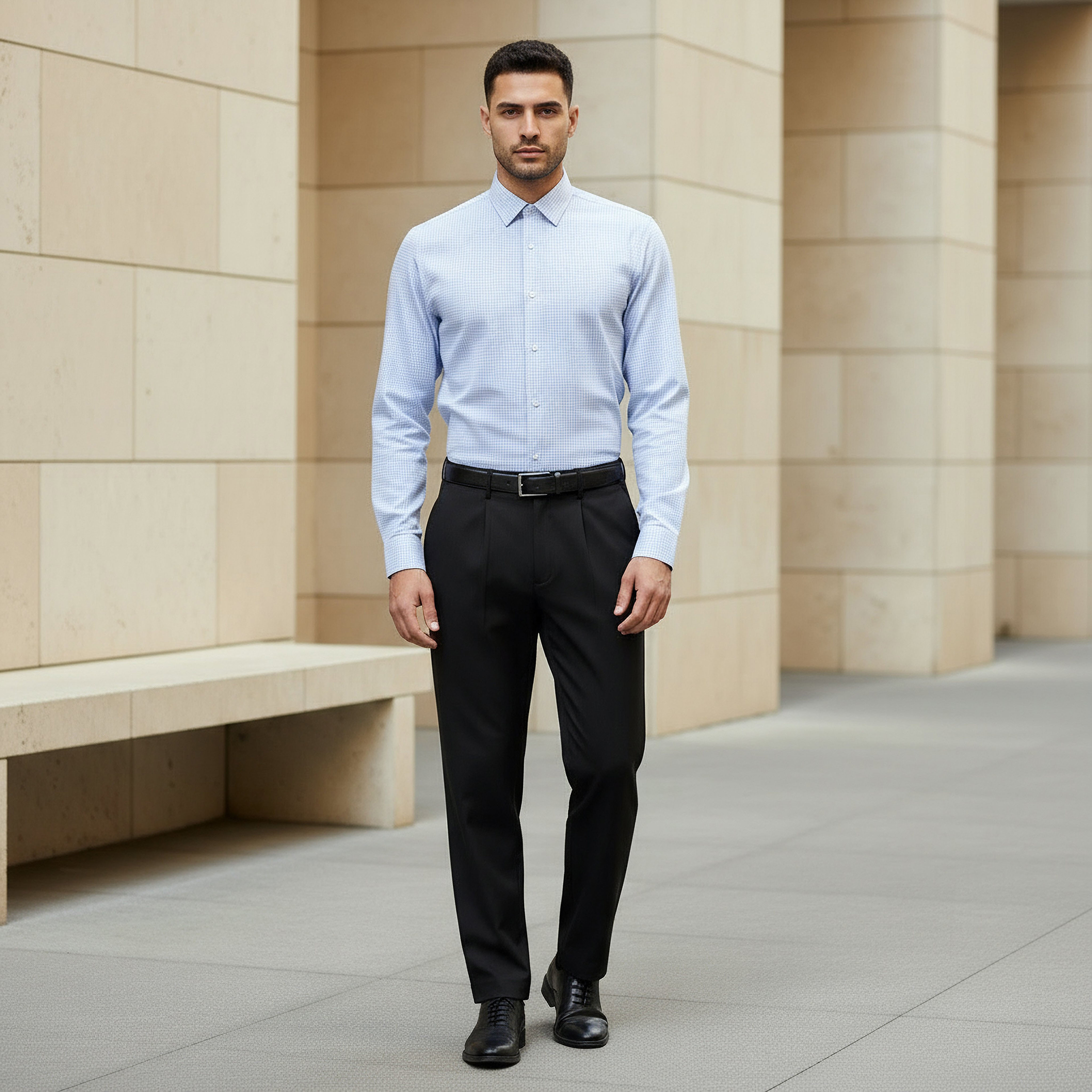 Men Regular Fit Collared Checked Long Sleeve Shirt-men-clothing-shirts-image-4