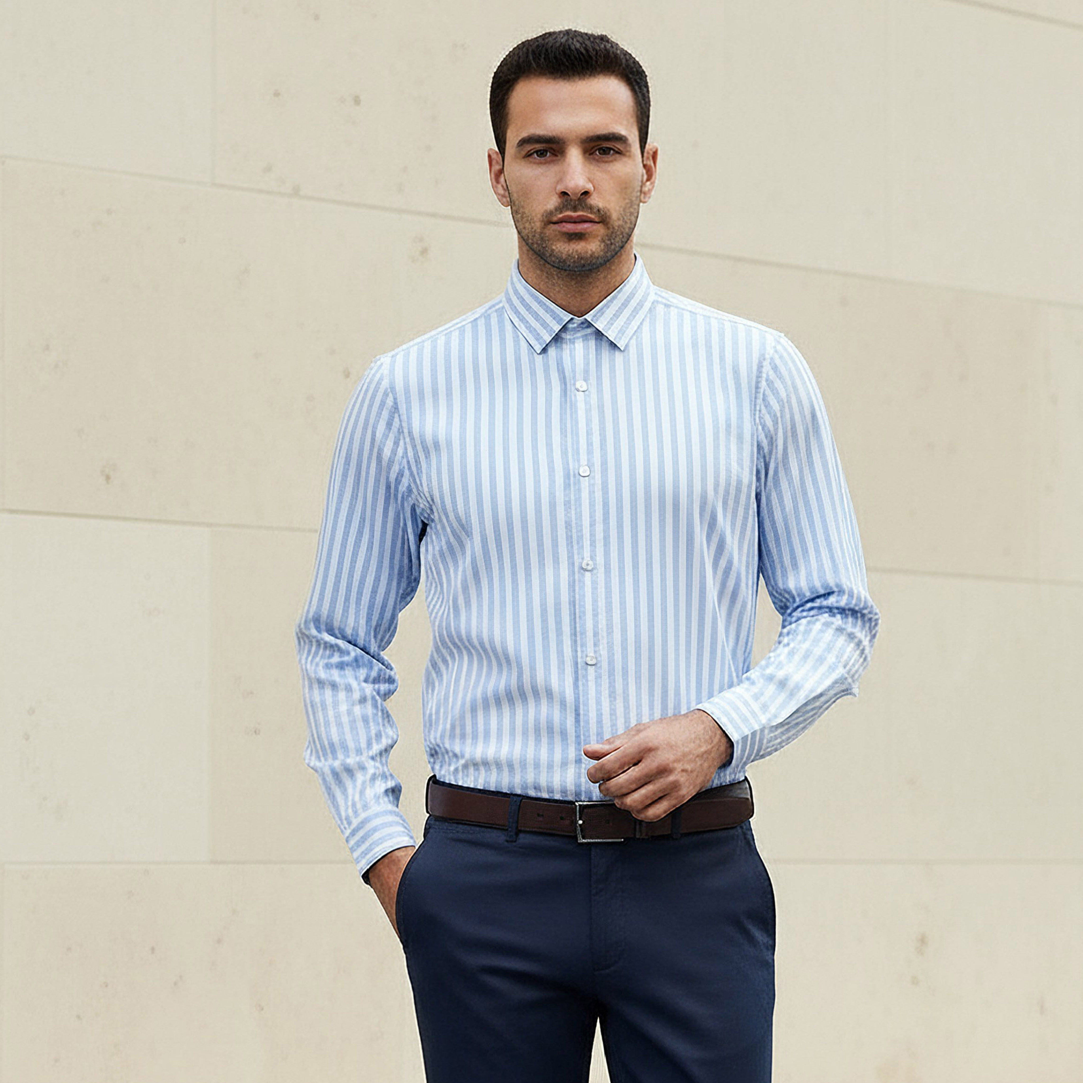 Men Regular Fit Striped Long Sleeve Shirt-men-clothing-shirts-image-1