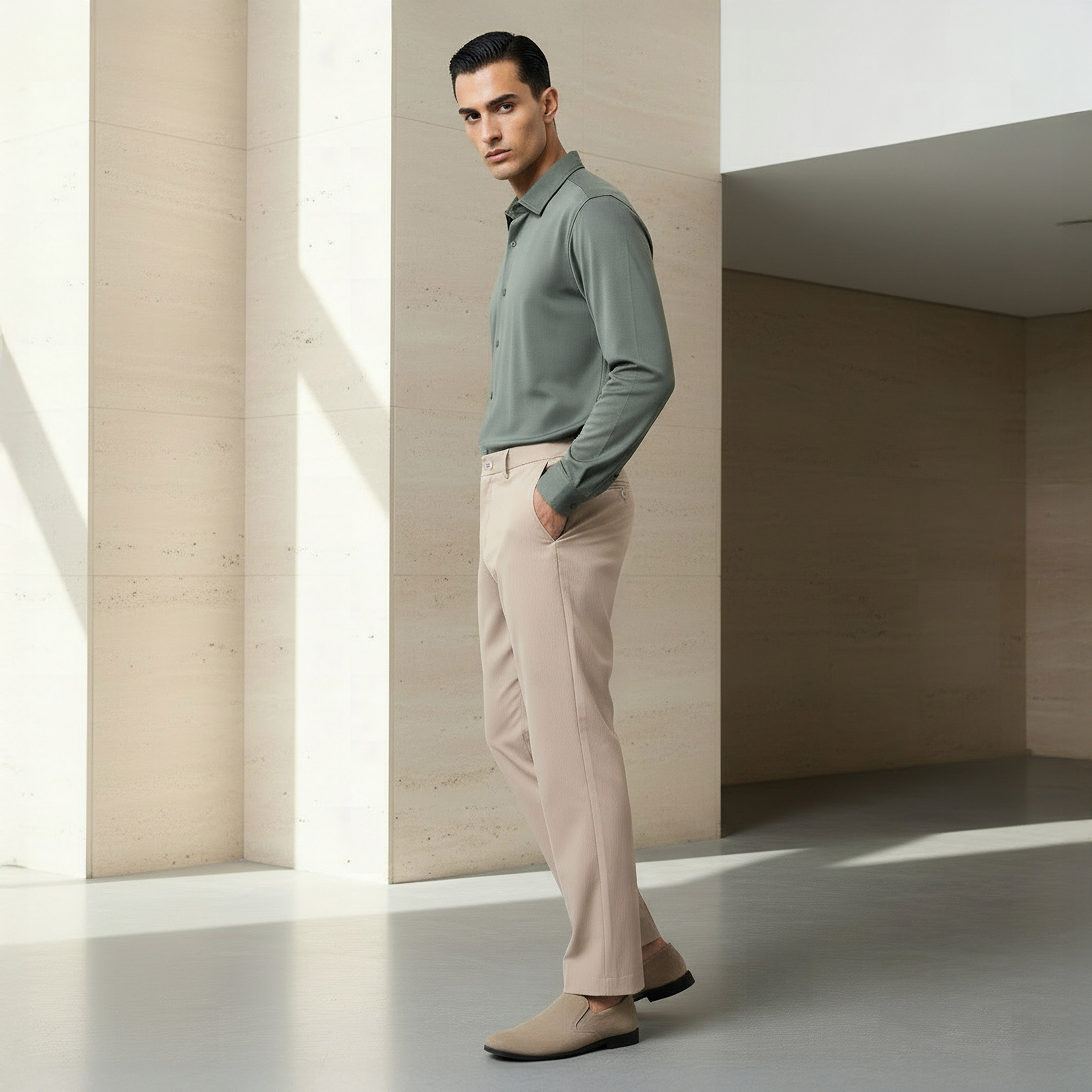 Slim Fit Flexi Waist Trousers-men-clothing-bottoms-trousersandchinos-trousers-image-2