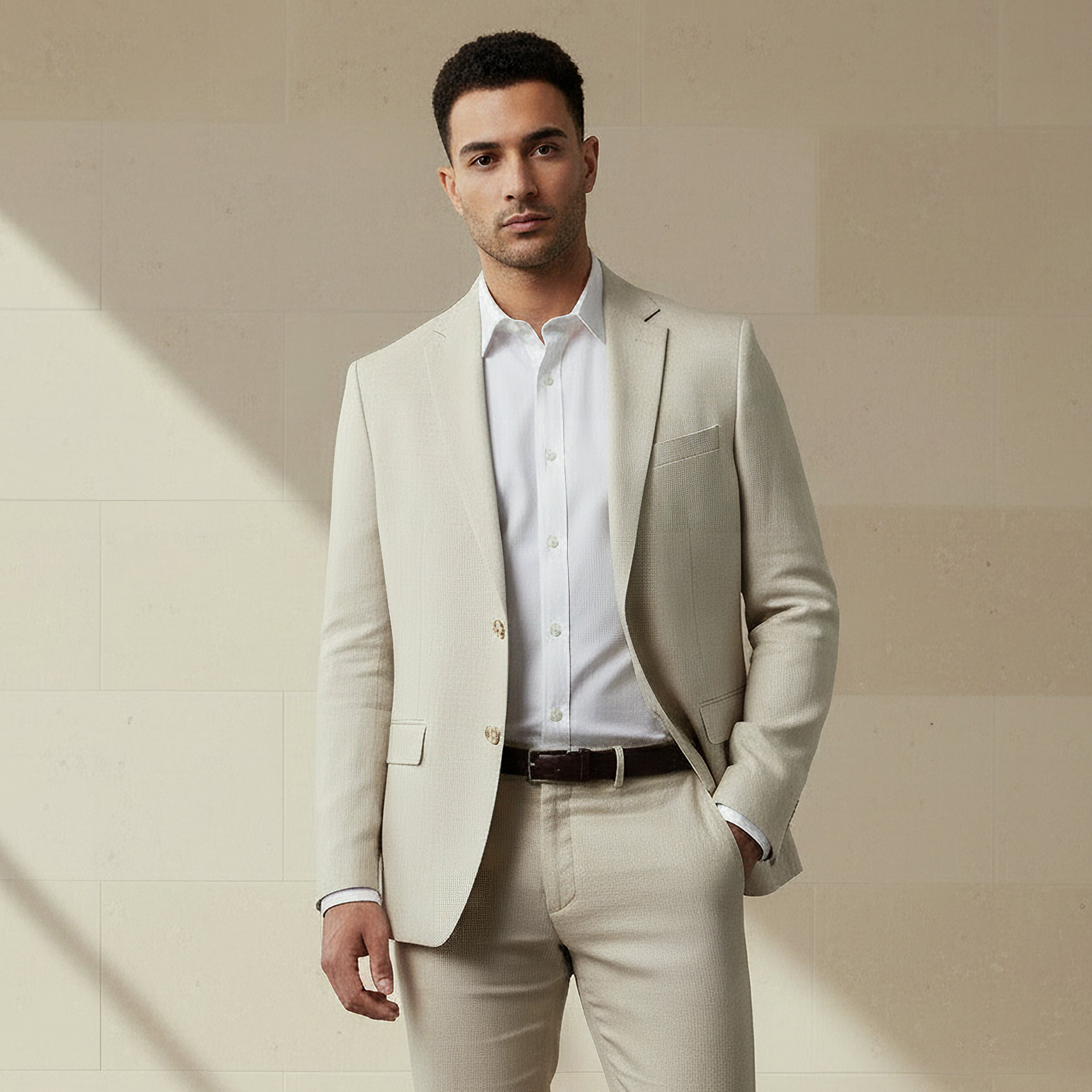 Men Slim Fit Herringbone Linen Blend Blazer-men-winterwear-jacketsandblazers-image-1