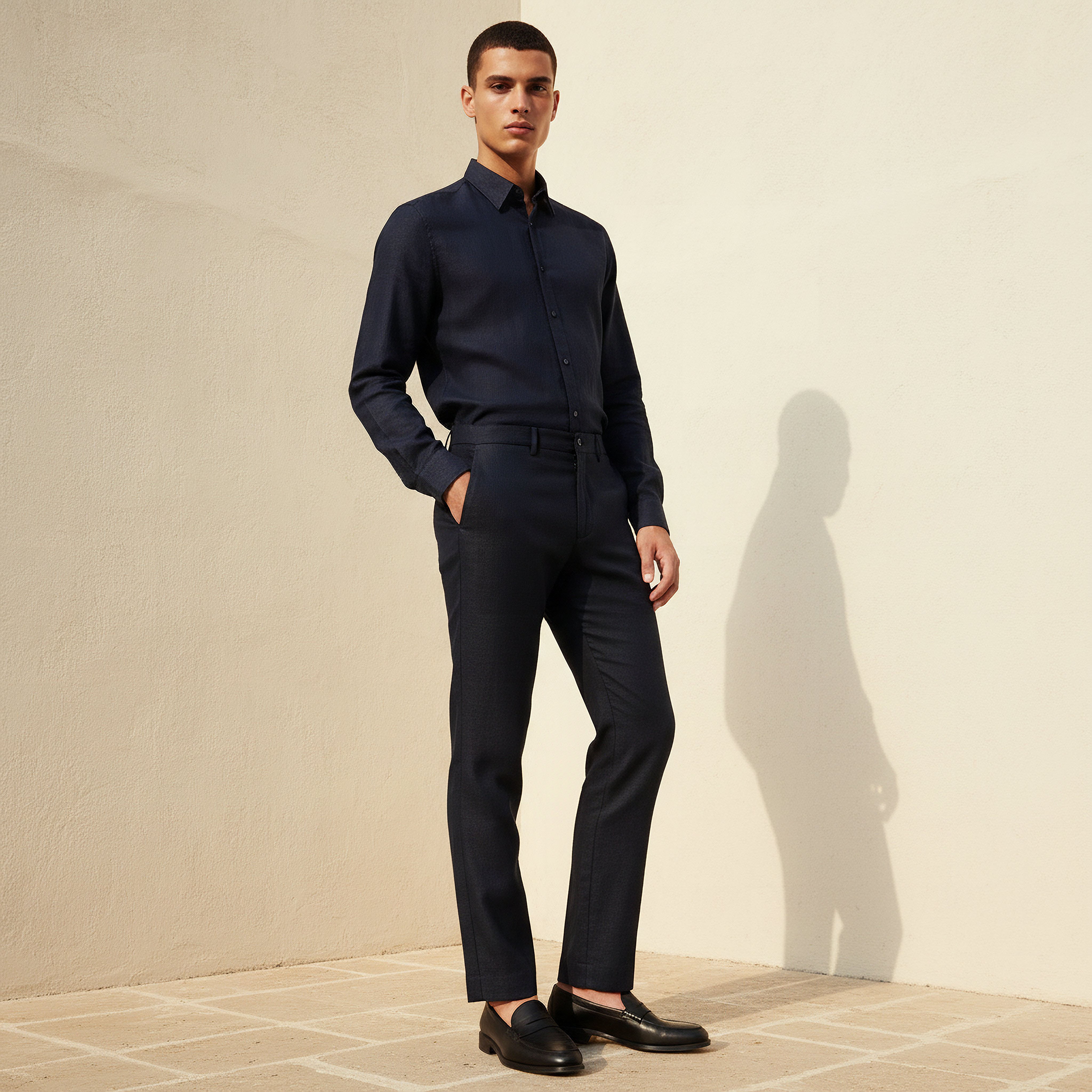 Slim Fit Linen Blend Flexi Waist Formal Trousers-men-clothing-coordsets-image-3