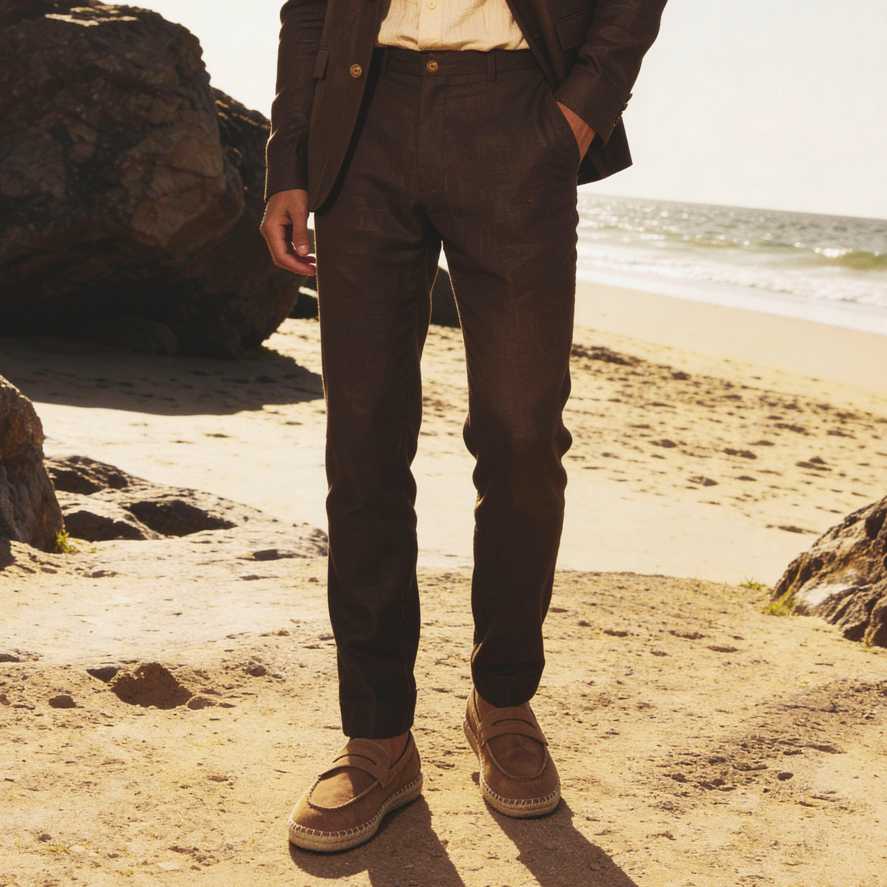 Slim Fit Linen Blend Flexi Waist Formal Trousers-men-clothing-coordsets-image-1