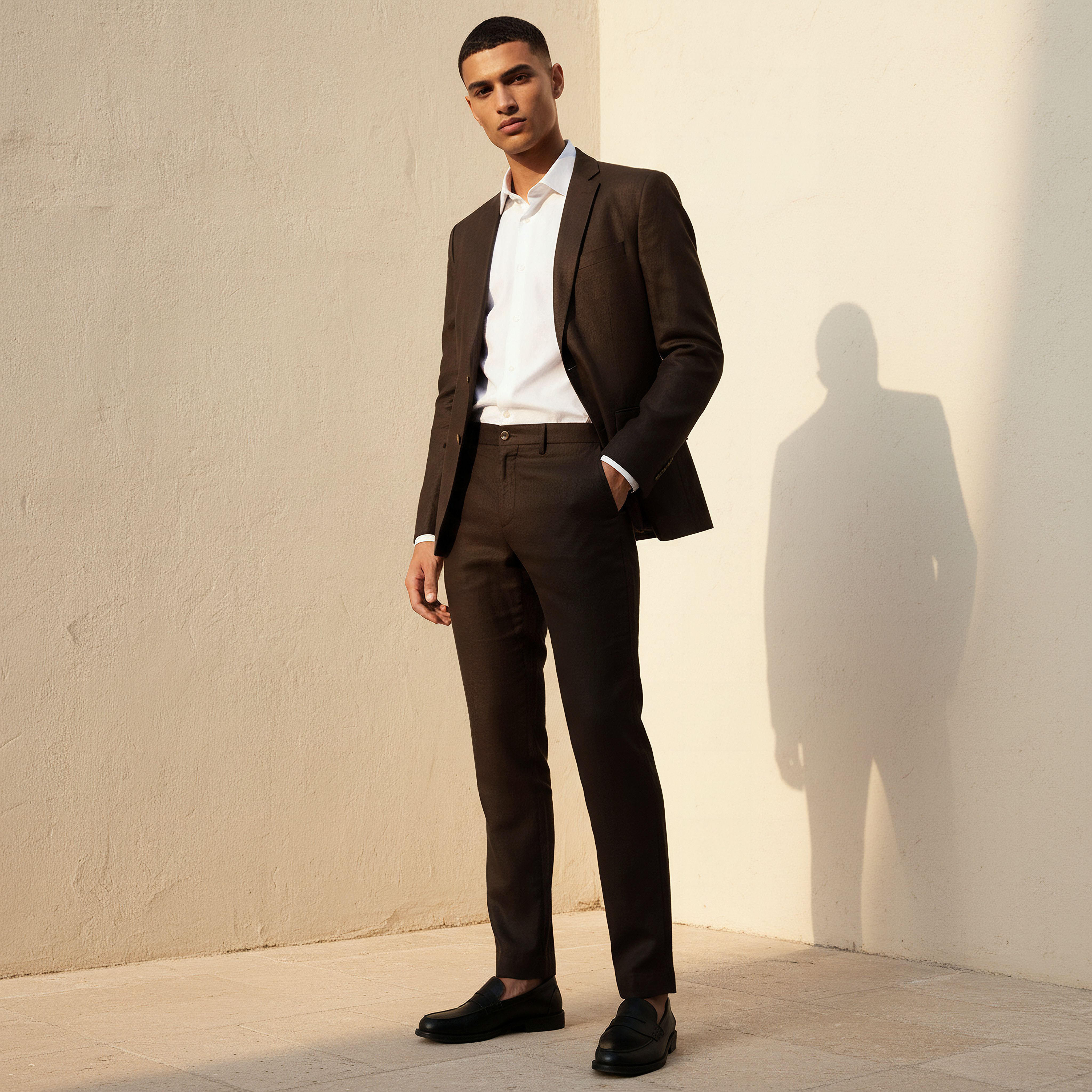 Slim Fit Linen Blend Flexi Waist Formal Trousers-men-clothing-coordsets-image-3