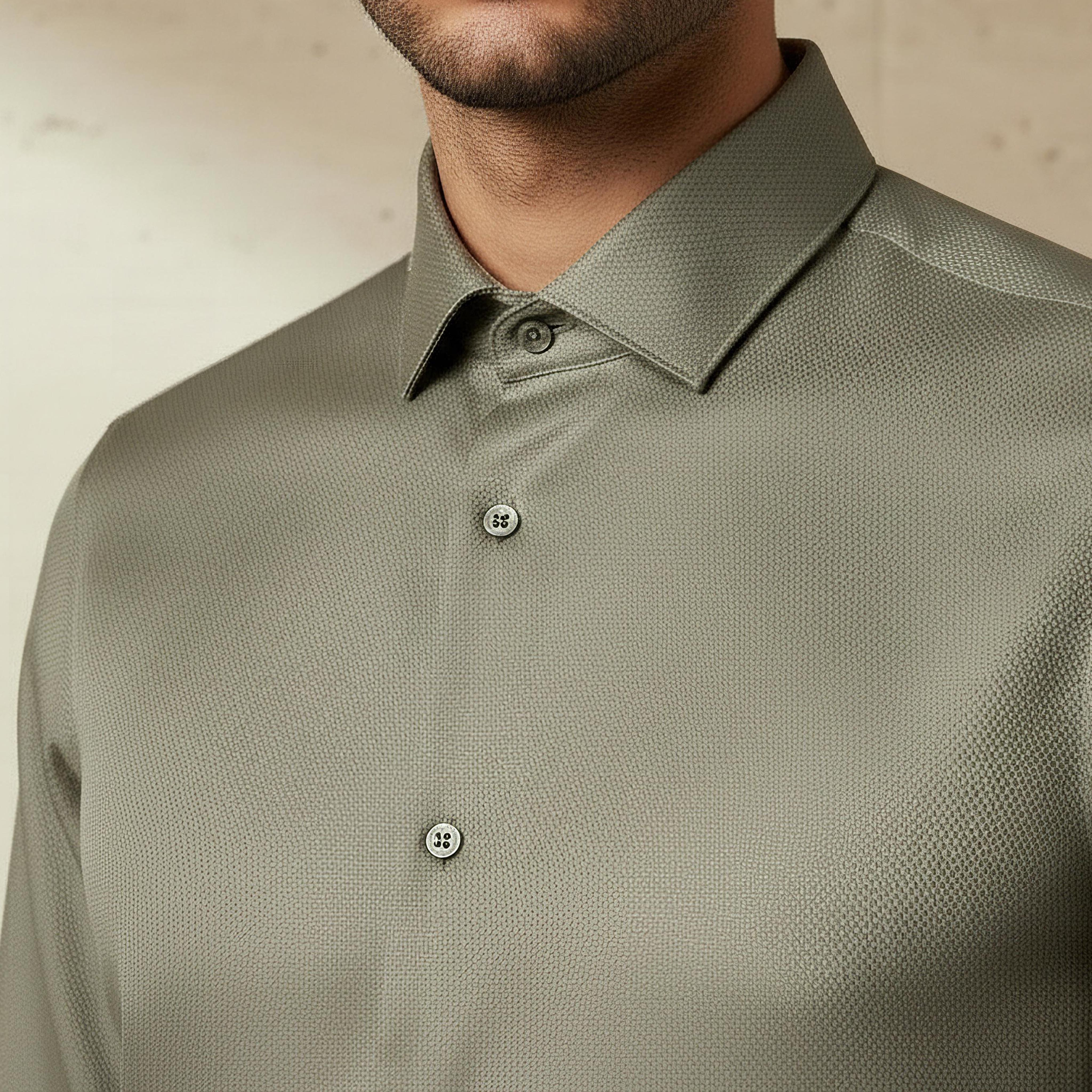 قميص رجالي بارز الملمس بقصة ضيقة وأكمام طويلة وياقة سبريد-men-clothing-shirts-image-4