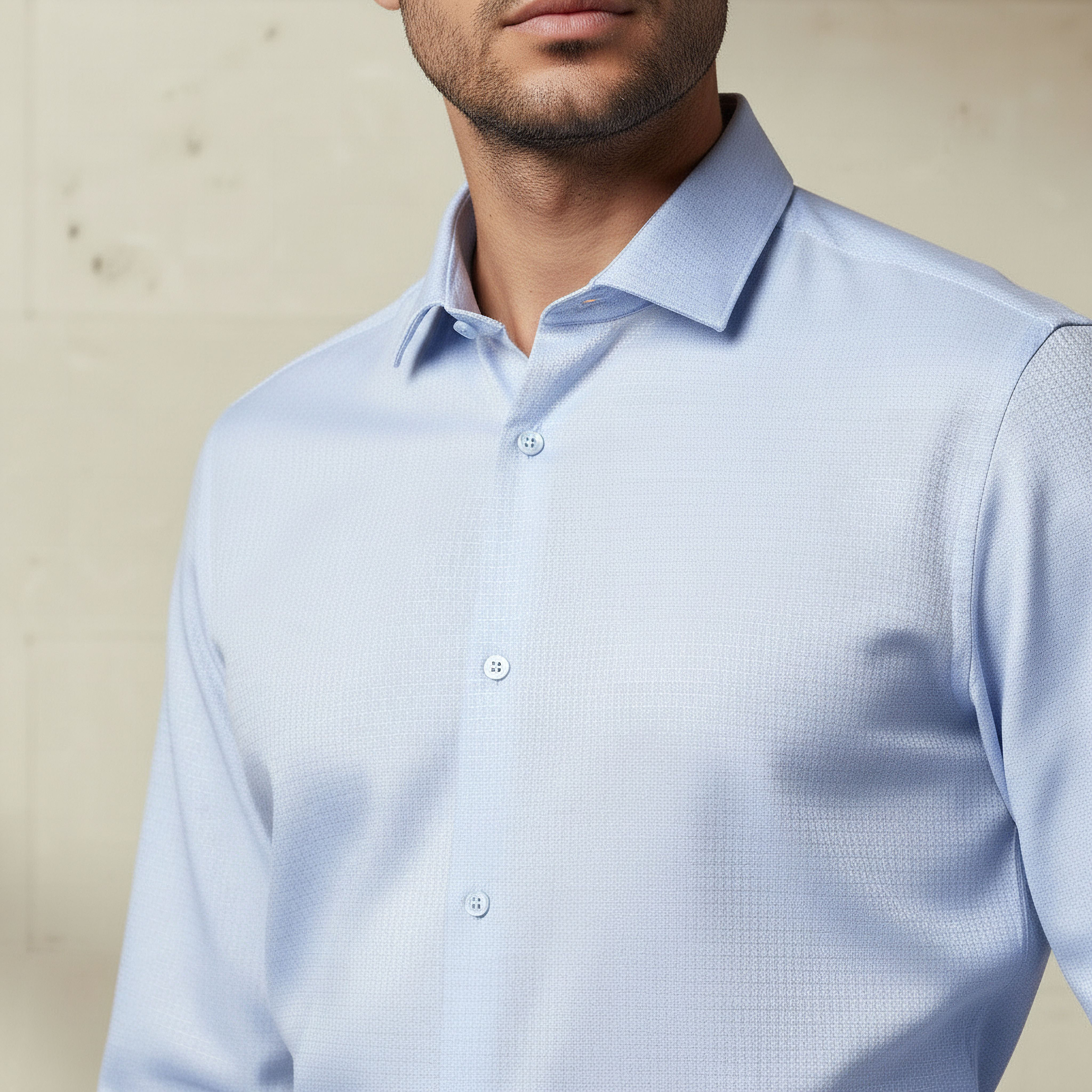 Men Regular Fit Collared Textured Long Sleeve Shirt-men-clothing-shirts-image-4