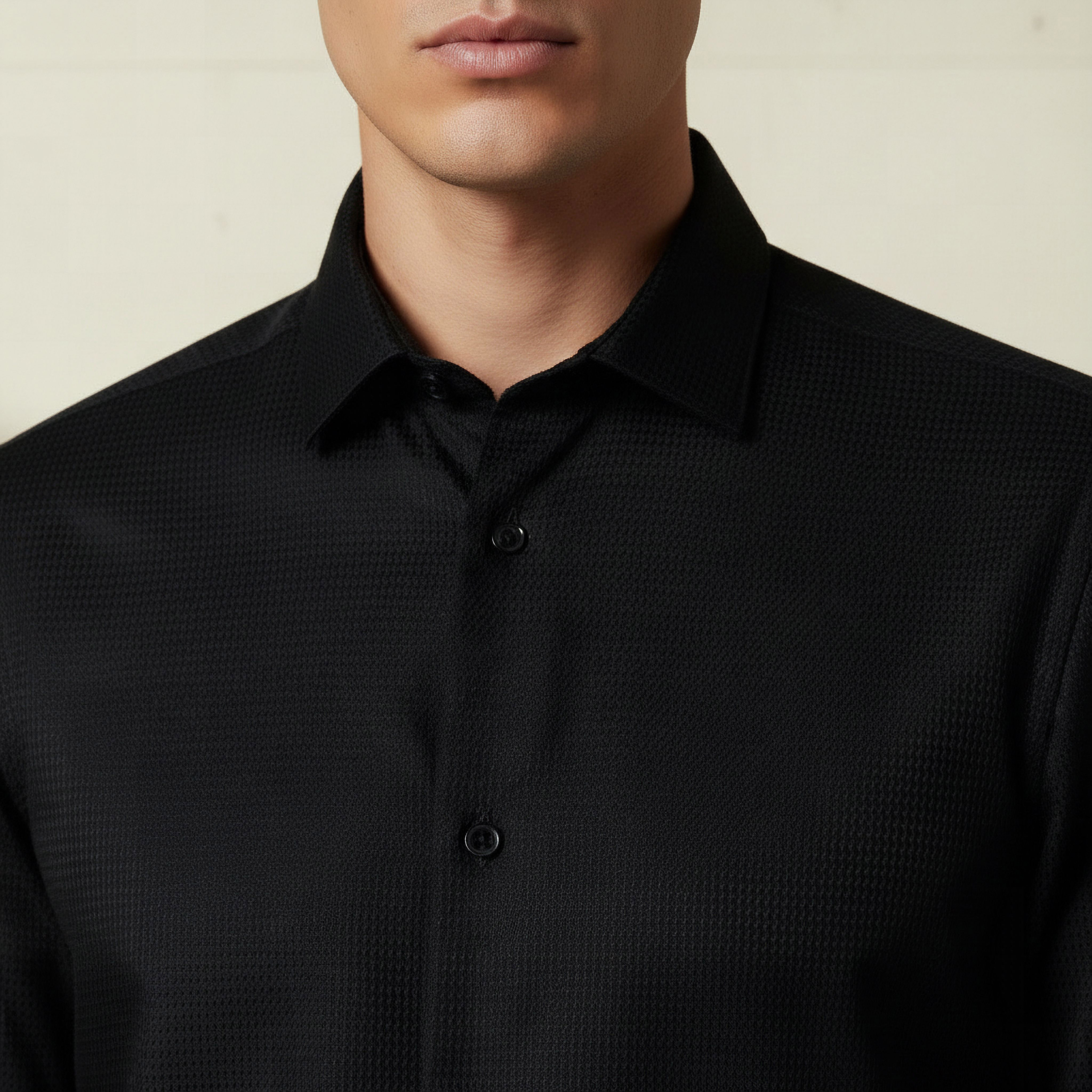 Men Regular Fit Collared Textured Long Sleeve Shirt-men-clothing-shirts-image-4