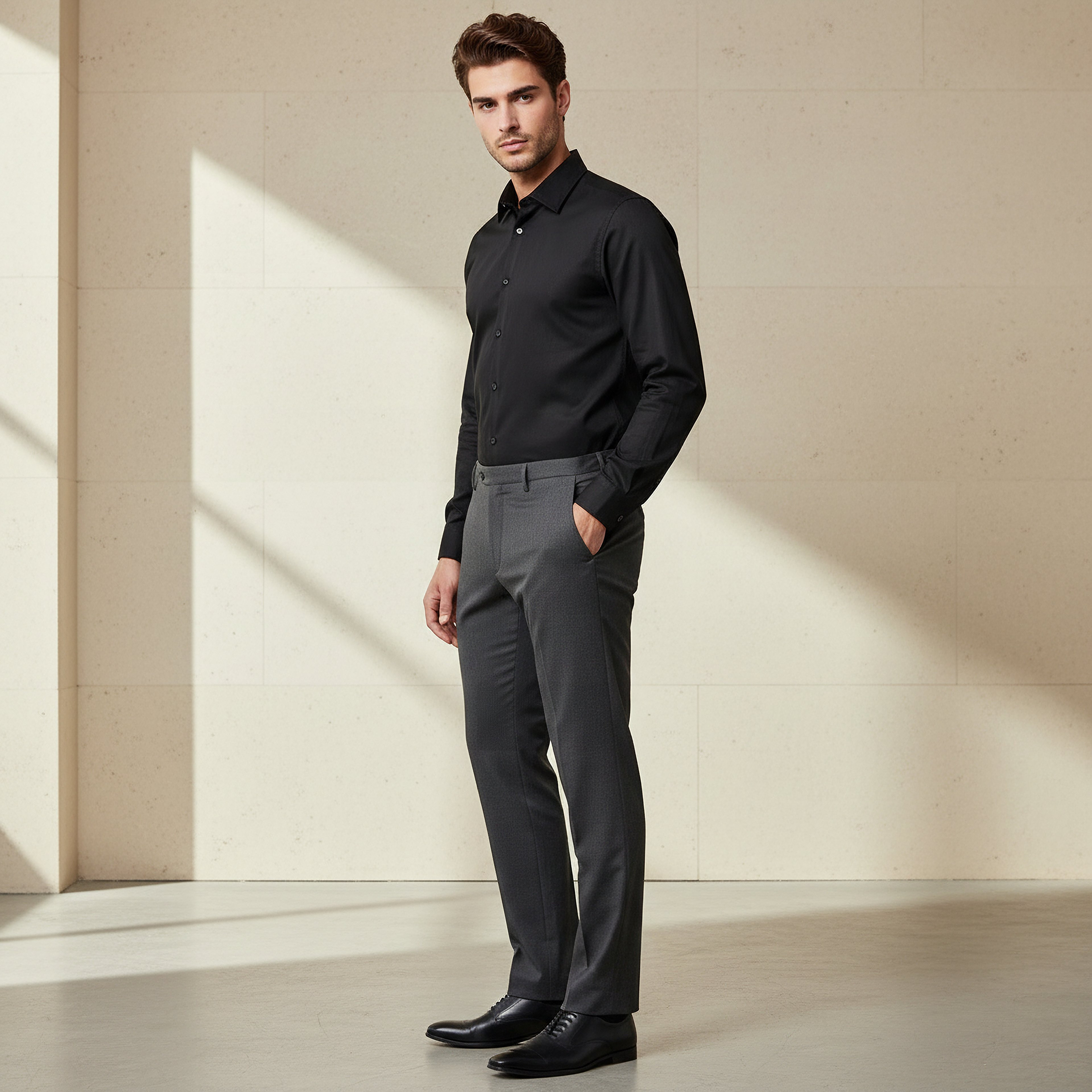 Regular Fit Flexi Waist Formal Trousers-men-clothing-bottoms-trousersandchinos-trousers-image-2