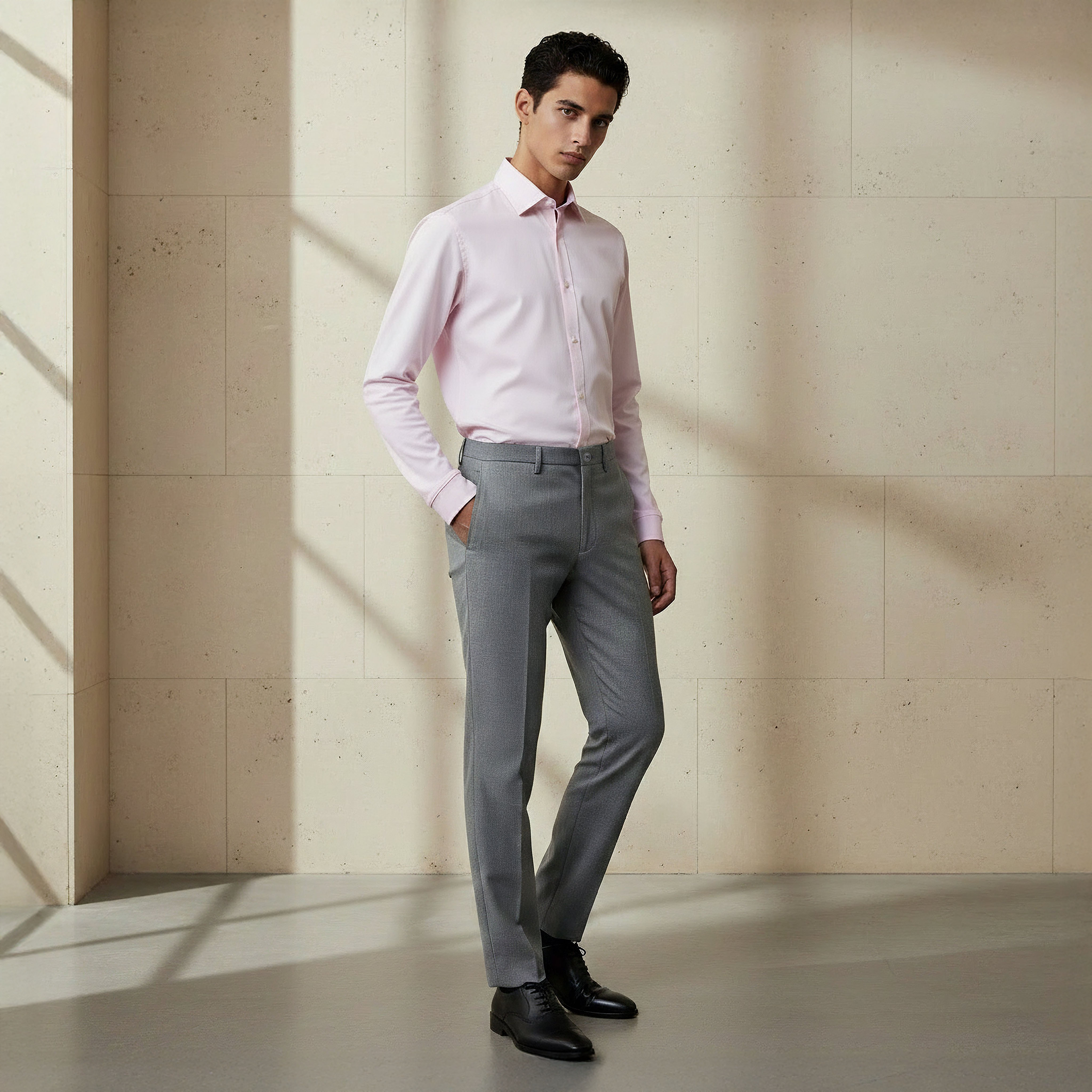 Regular Fit Flexi Waist Formal Trousers-men-clothing-bottoms-trousersandchinos-trousers-image-2