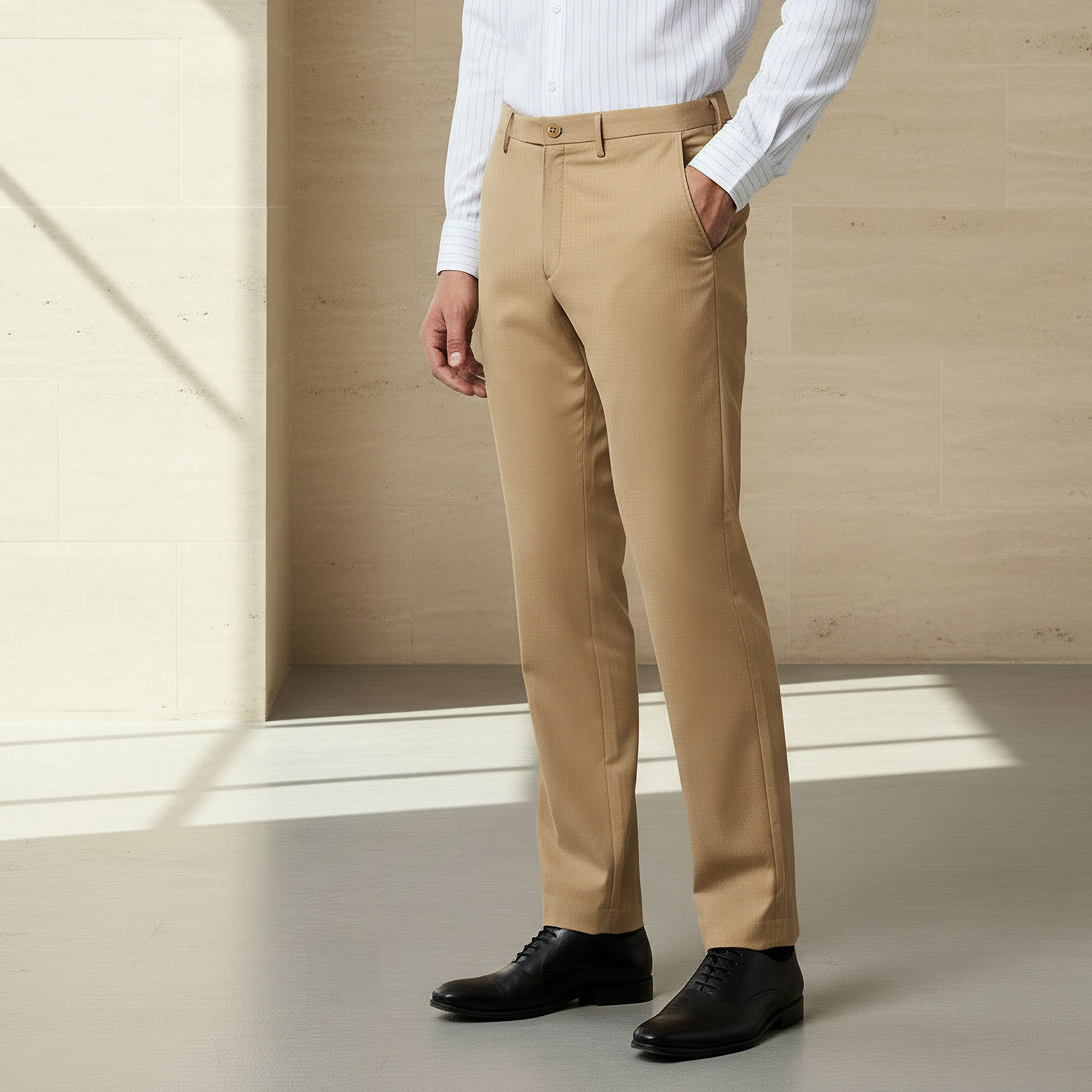 Regular Fit Flexi Waist Formal Trousers-men-clothing-bottoms-trousersandchinos-trousers-image-1