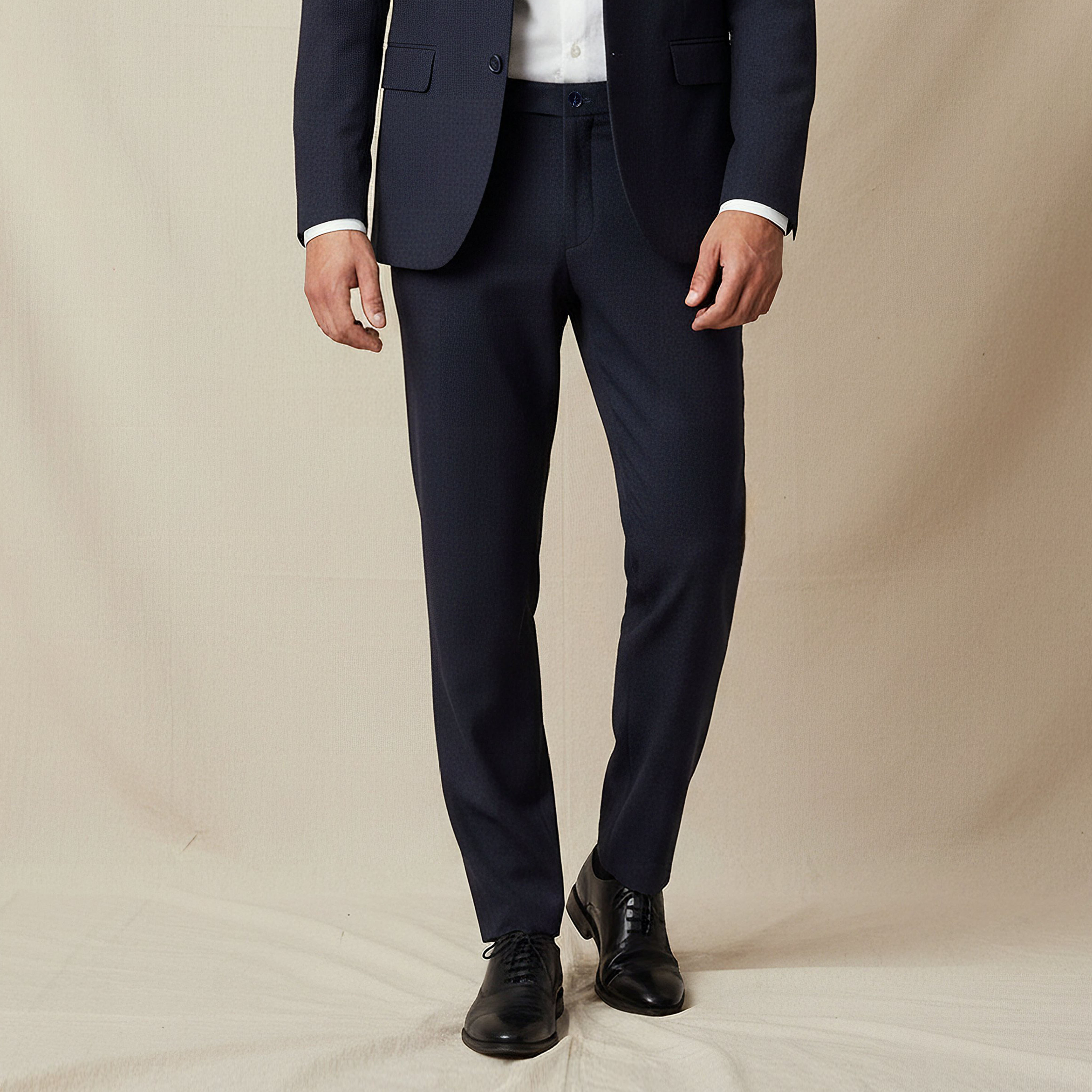 Slim Fit Dobby Flexi Waist Formal Trousers-men-clothing-coordsets-image-1