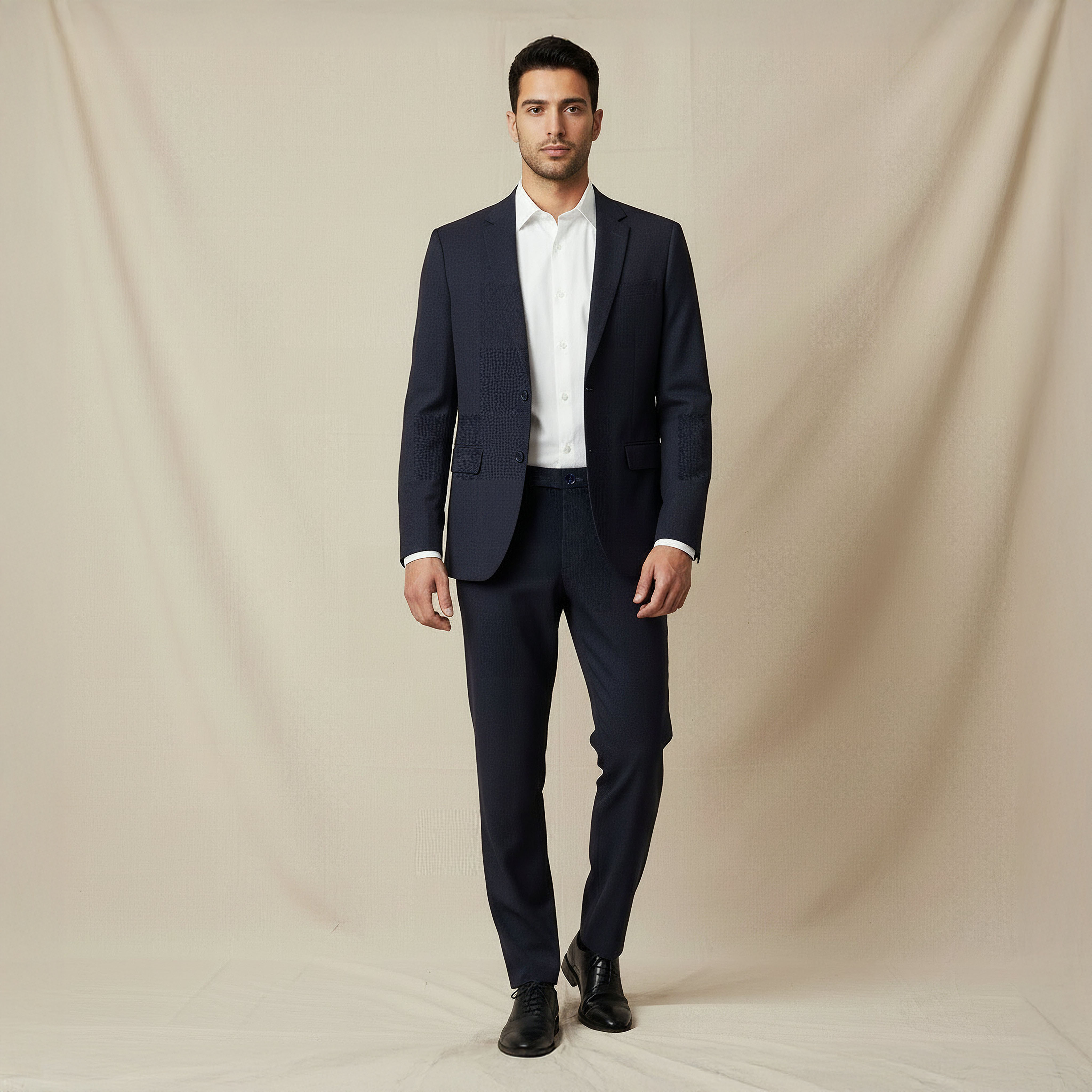 Slim Fit Dobby Flexi Waist Formal Trousers-men-clothing-coordsets-image-3