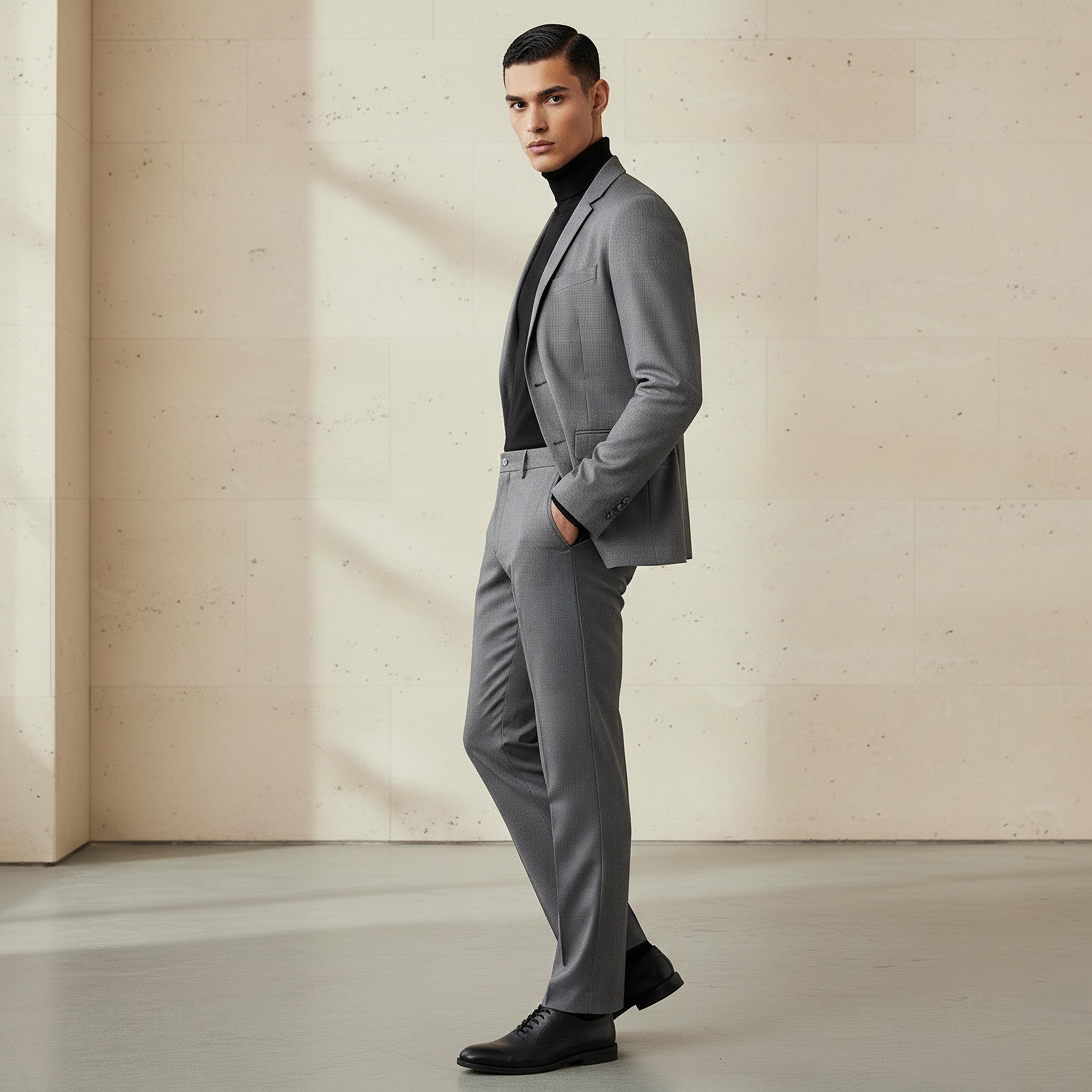 Slim Fit Dobby Flexi Waist Formal Trousers-men-clothing-coordsets-image-6
