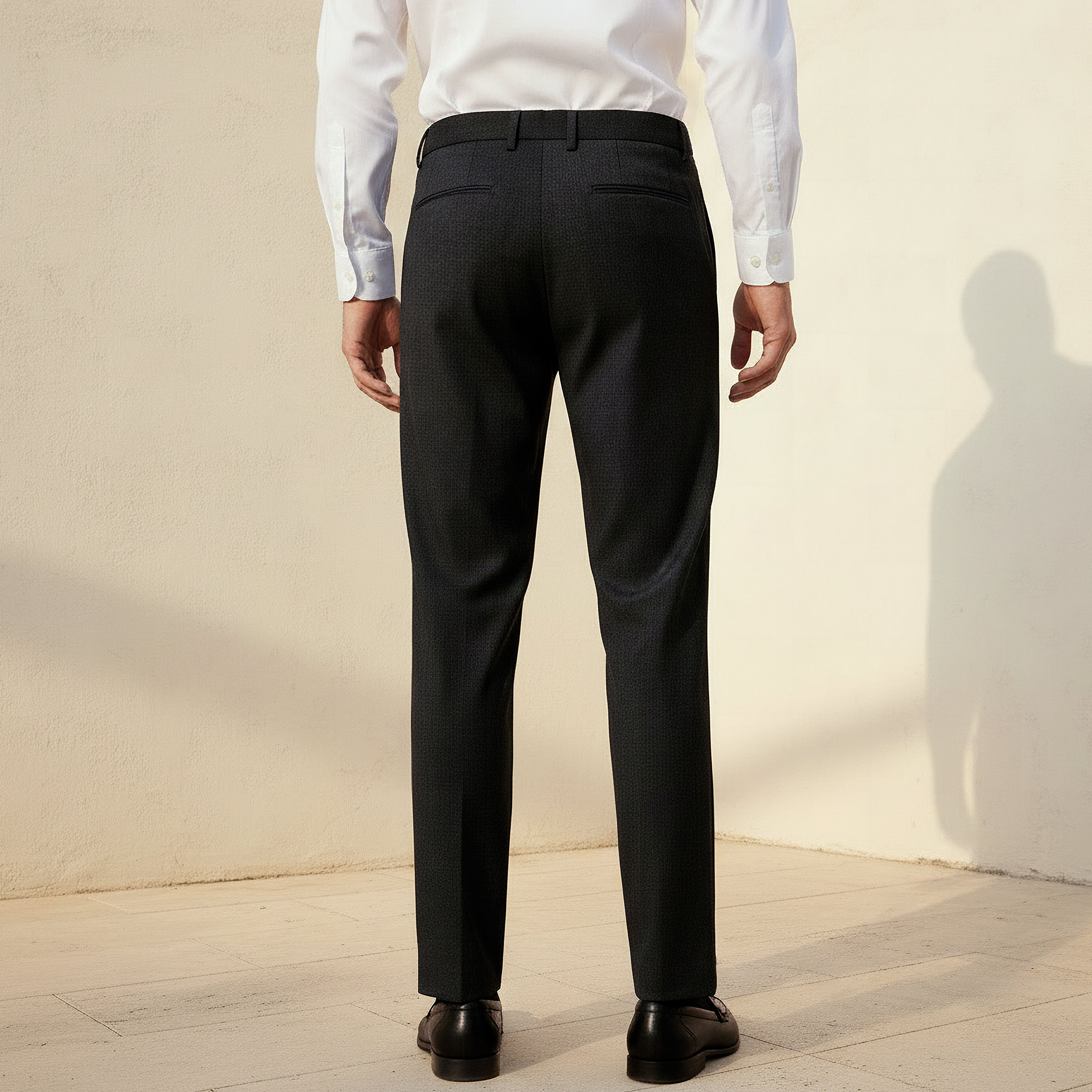 Regular Fit Dobby Flexi Waist Formal Trousers-men-clothing-bottoms-trousersandchinos-trousers-image-4
